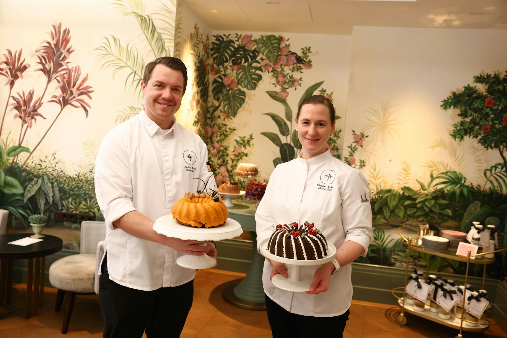 Matthias Mazera als Executive Chef vom Rosewood Hotel am Petersplatz 7 (Wien Innere Stadt) und Claudia Weber, sie ist Chef-Patissière im Rosewood Hotel