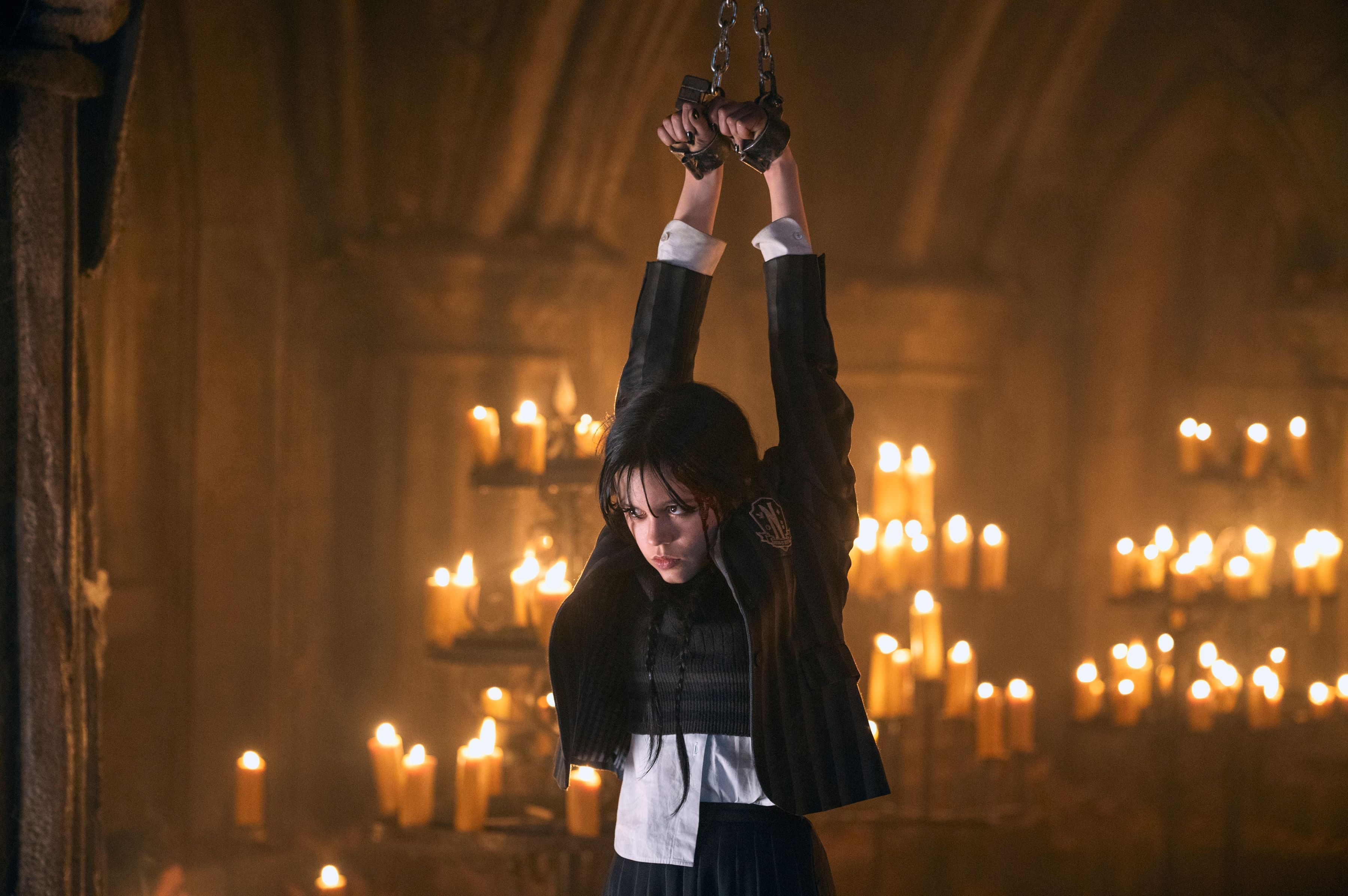 Wednesday. Jenna Ortega as Wednesday Addams in episode 108 of Wednesday. Cr. Vlad Cioplea/Netflix © 2022