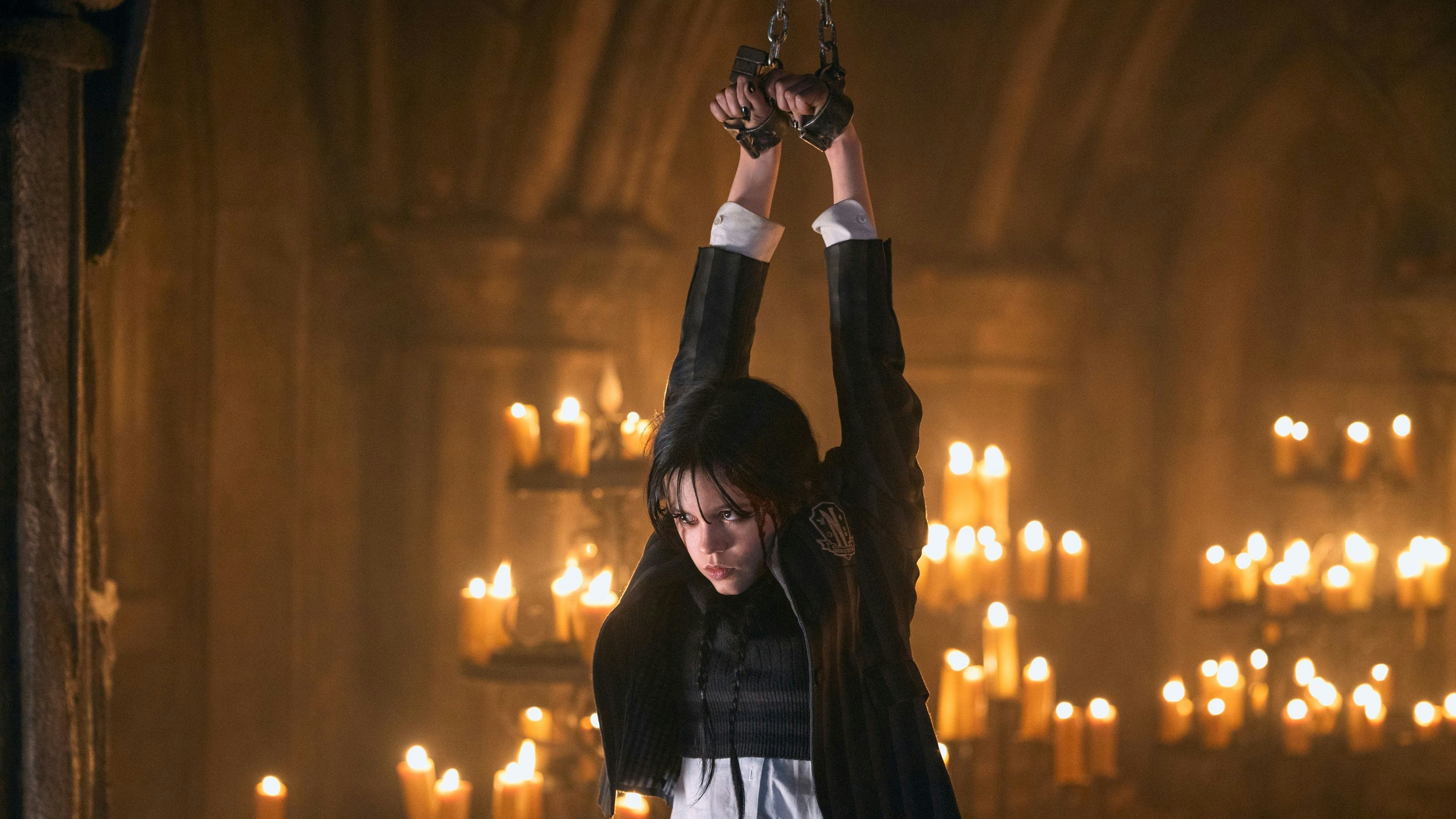 Wednesday. Jenna Ortega as Wednesday Addams in episode 108 of Wednesday. Cr. Vlad Cioplea/Netflix © 2022