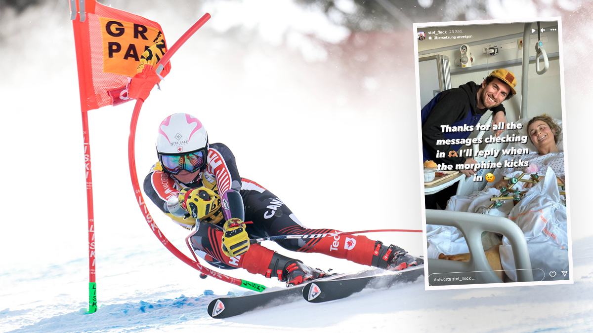 Nach ihrem Sturz in Val d'Isere war Stefanie Fleckenstein schon wieder zu Scherzen aufgelegt.