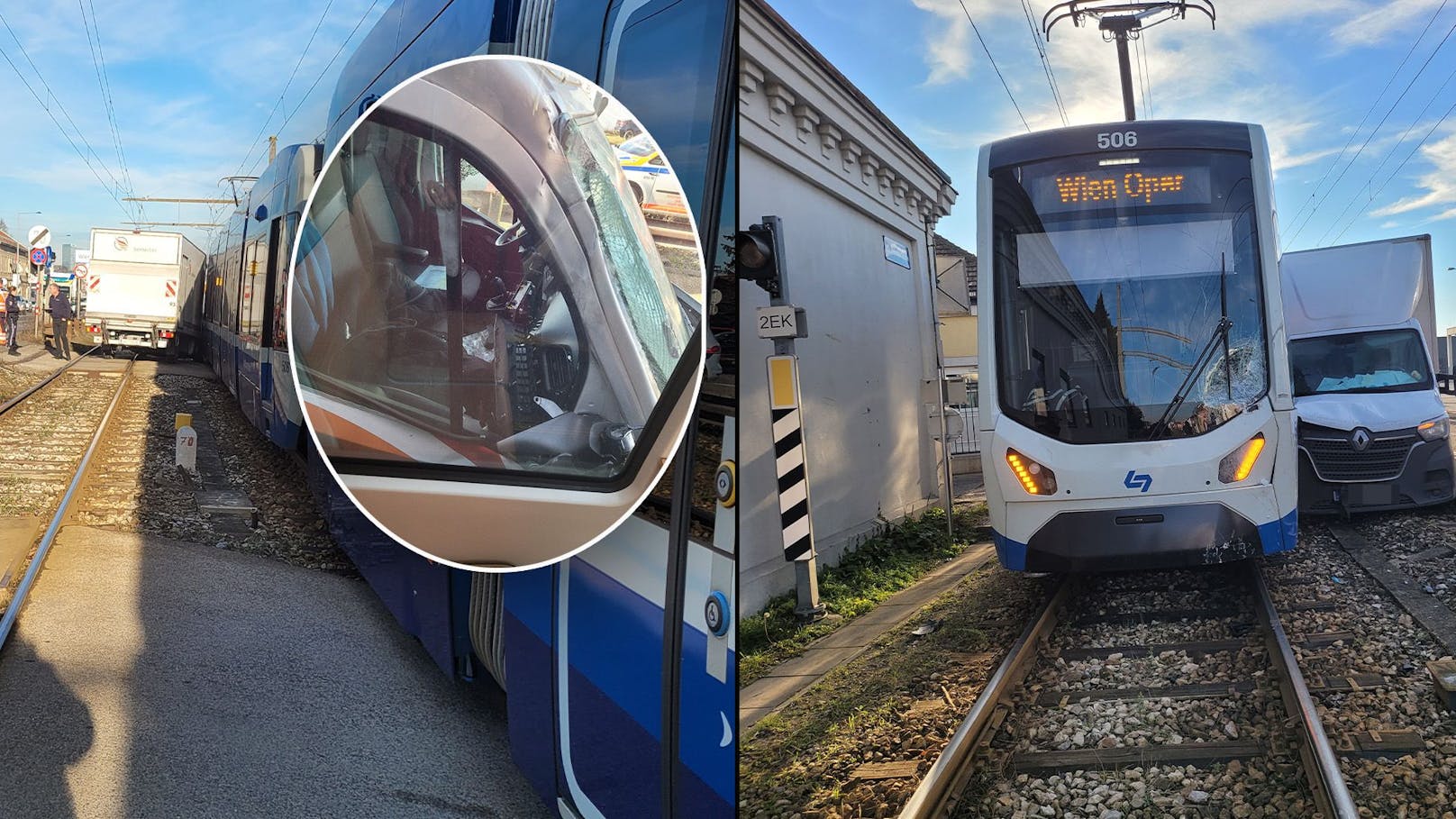 Auto fährt auf Gleise in Wien, dann kommt Bahn – Crash