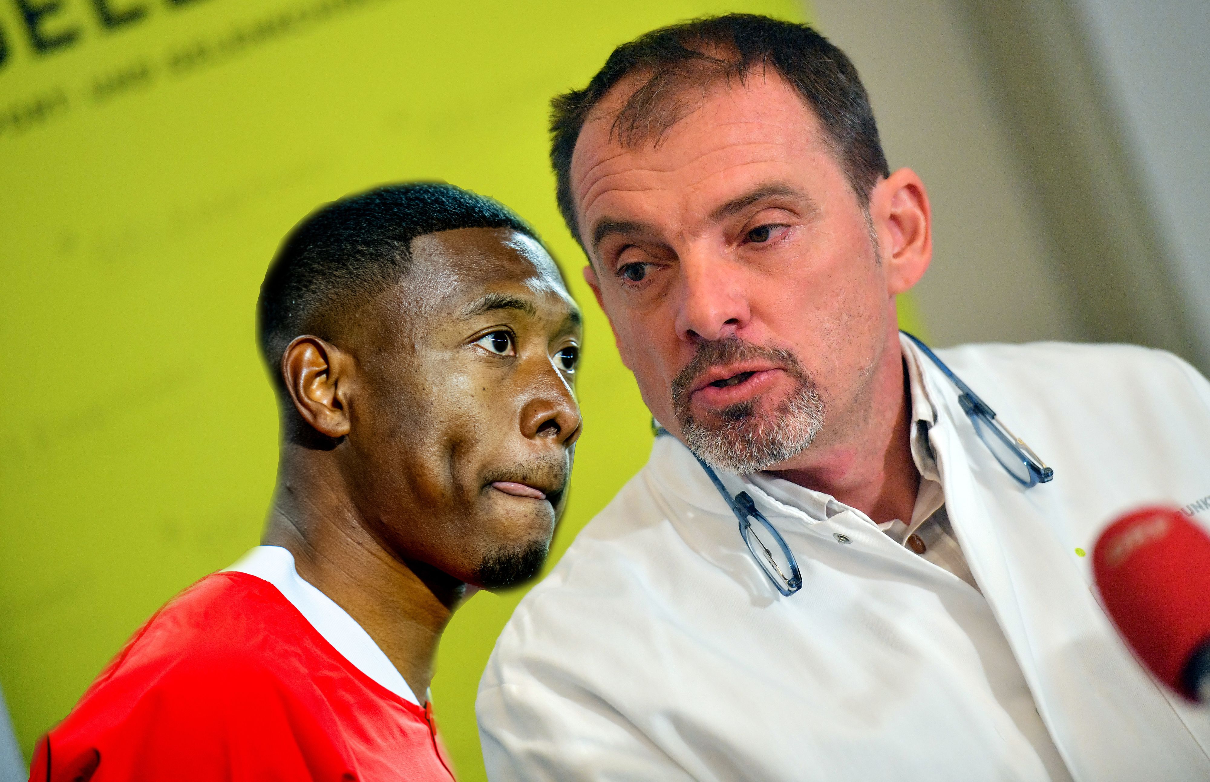 Dr. Christian Fink kümmert sich um das Knie von David Alaba.