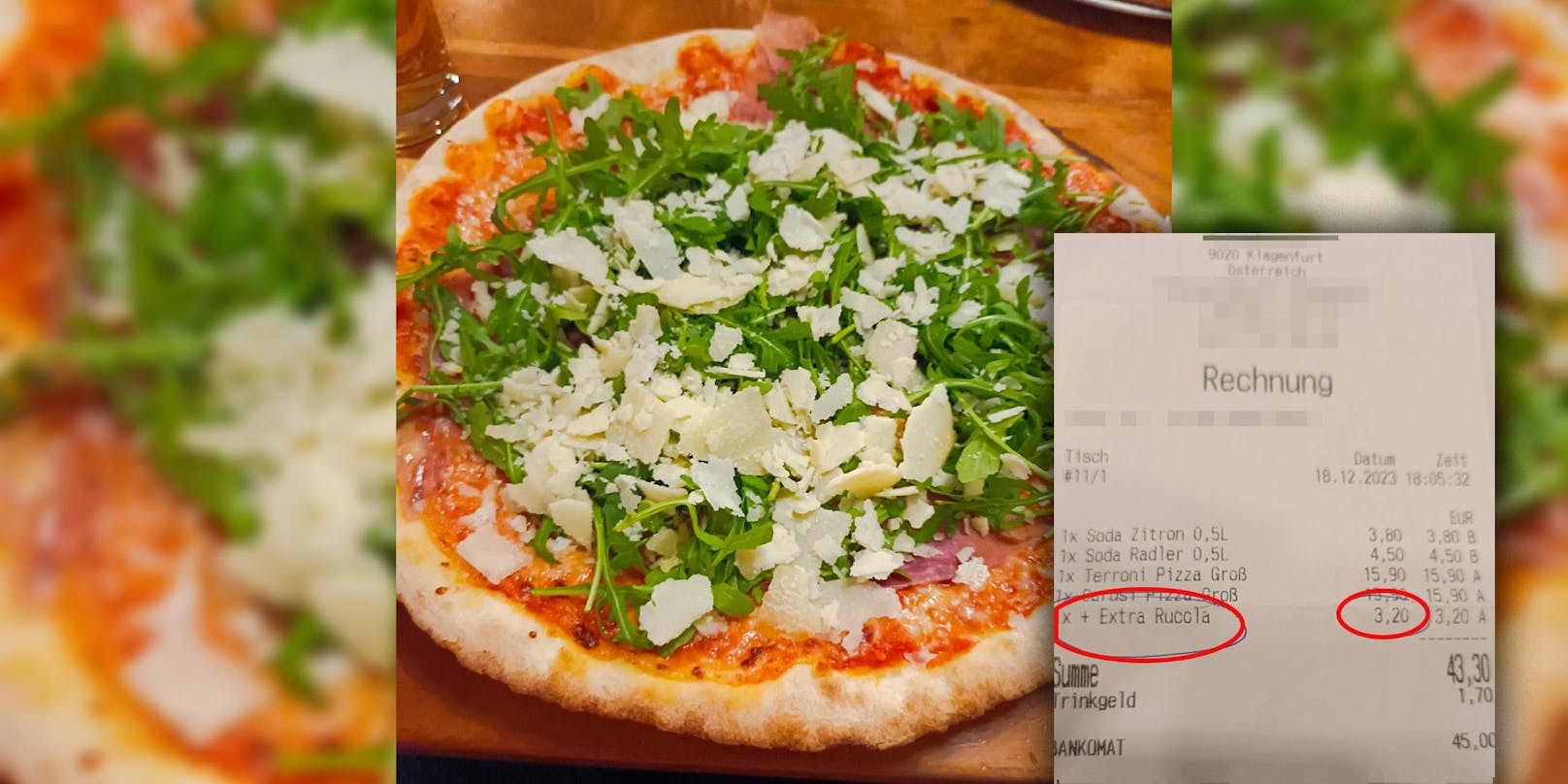 19.12.2023: <a rel="nofollow" data-li-document-ref="120010482" href="https://www.heute.at/s/-120010482">19-€-Pizza! Wut über heftigen Aufpreis bei Italiener</a>