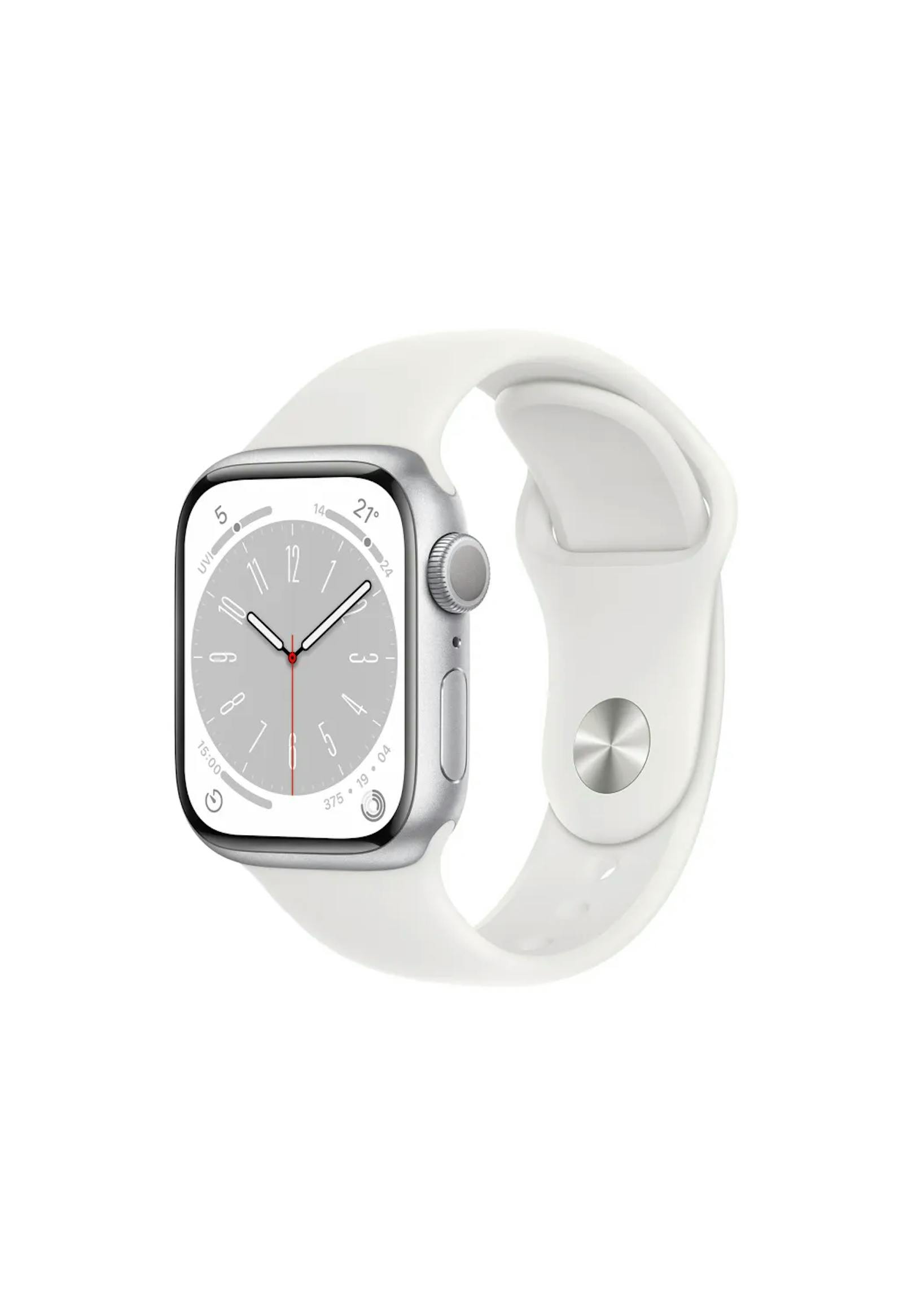 APPLE WATCH SERIES 8 GPS CELLULAR 41MM - Smartwatch via <a rel="nofollow" href="https://www.zalando.at/apple-apple-watch-series-8-gps-cellular-41mm-smartwatch-silver-aluminium-casewhite-sport-band-3ap54m047-d12.html"><strong>Zalando Online-Shop</strong></a>