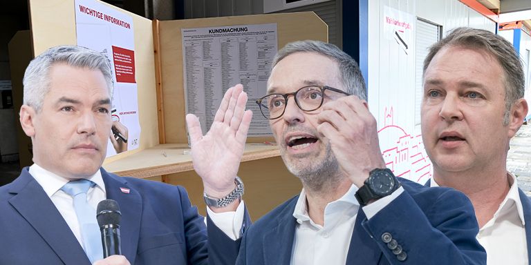 Wollen 2024 ins Kanzleramt: Karl Nehammer (VP), Herbert Kickl (FP), Andreas Babler (SPÖ)
