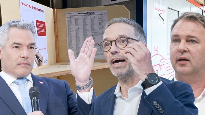 Wollen 2024 ins Kanzleramt: Karl Nehammer (VP), Herbert Kickl (FP), Andreas Babler (SPÖ)
