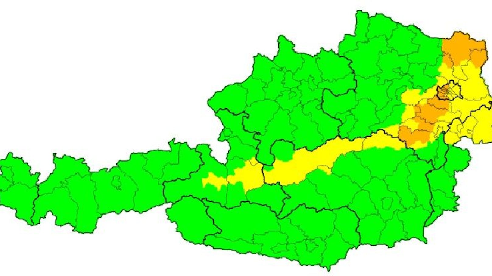 Aktuelle Unwetterwarnungen für Österreich