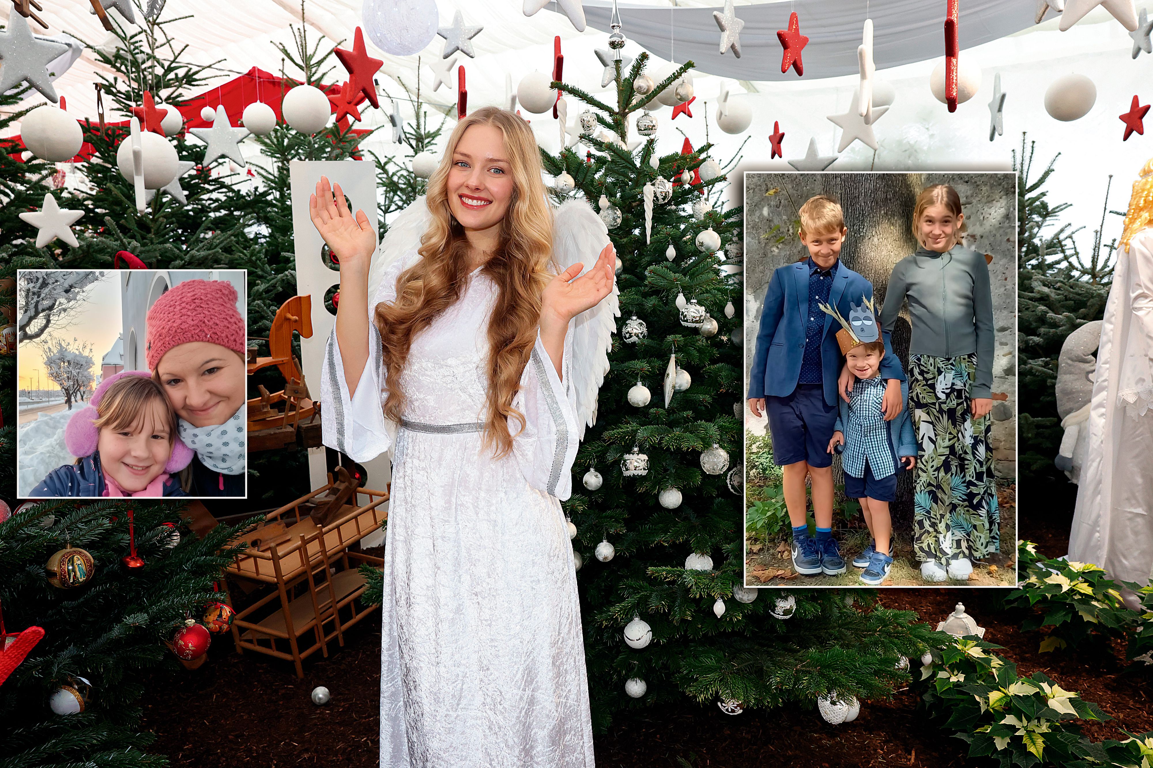 Iris (l. mit Tochter Stefanie) schrieb dem Christkind, um ihrer Nichte Rosalie (12) und ihren Neffen Jakob (10) und Maximilian (4) zu helfen.