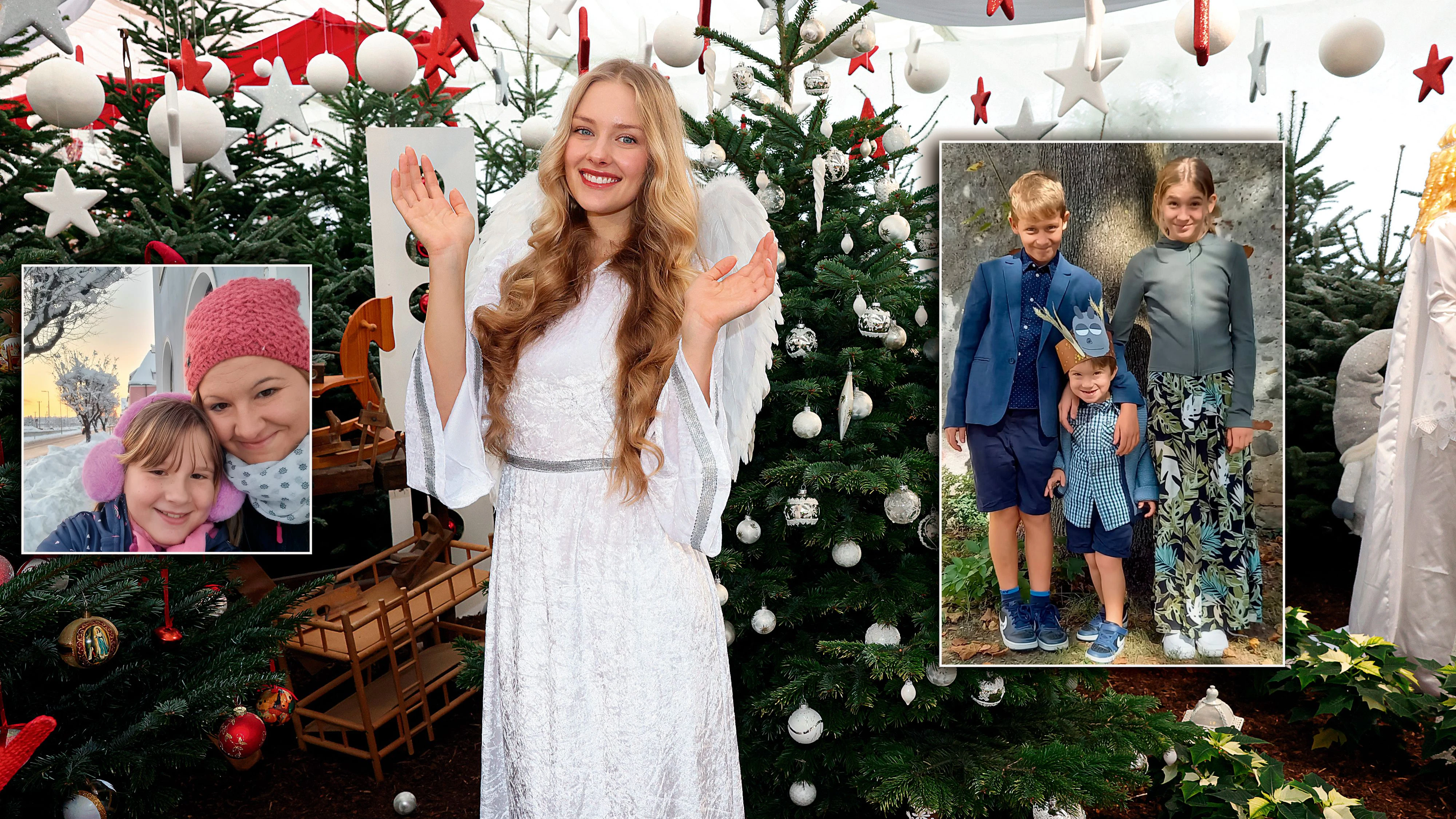 Iris (l. mit Tochter Stefanie) schrieb dem Christkind, um ihrer Nichte Rosalie (12) und ihren Neffen Jakob (10) und Maximilian (4) zu helfen.