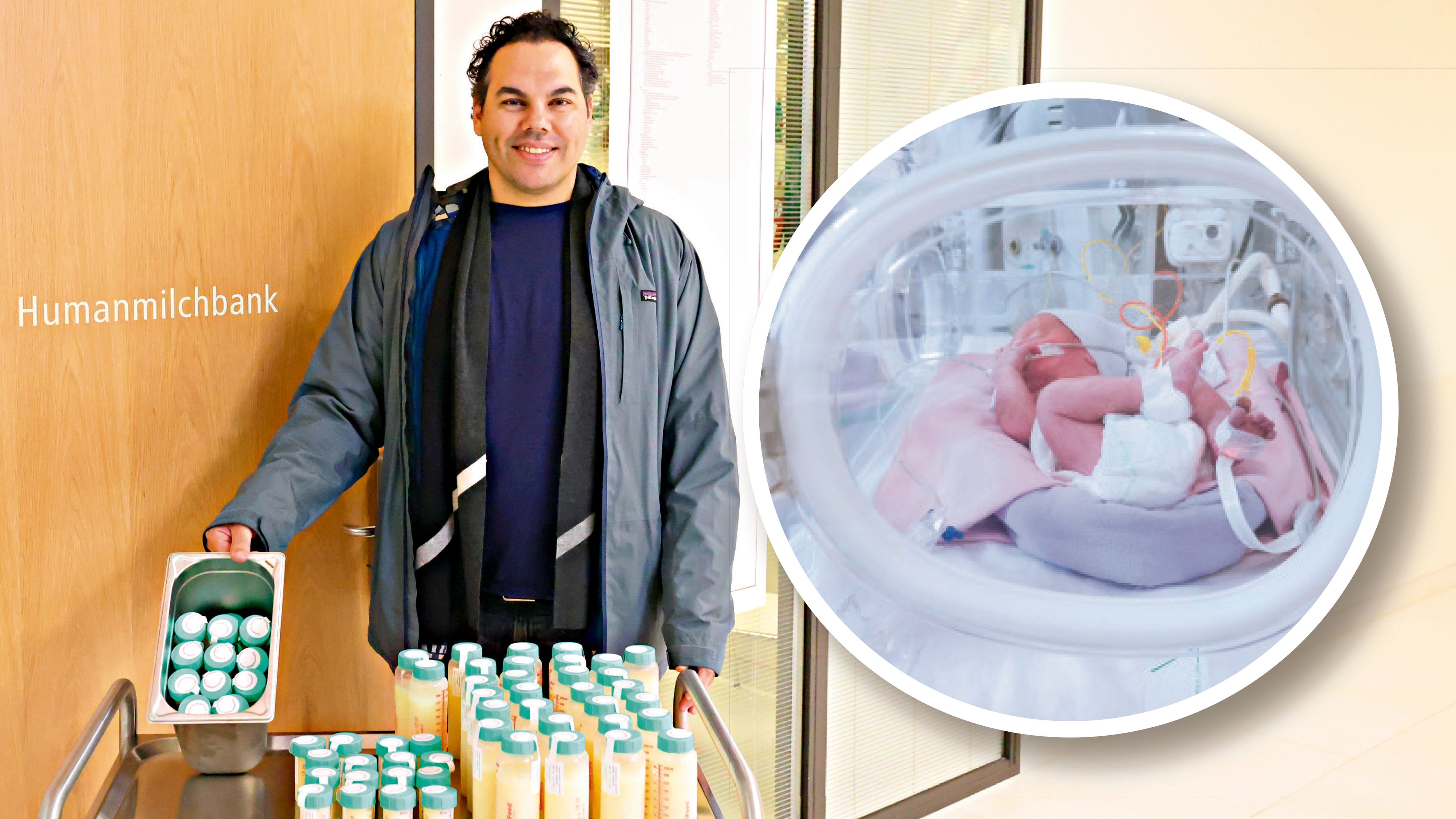 Jung-Papa Denis (42) kam extra für acht Liter Frauenmilch nach Wien. Sein Sohn braucht sie, um zu leben.