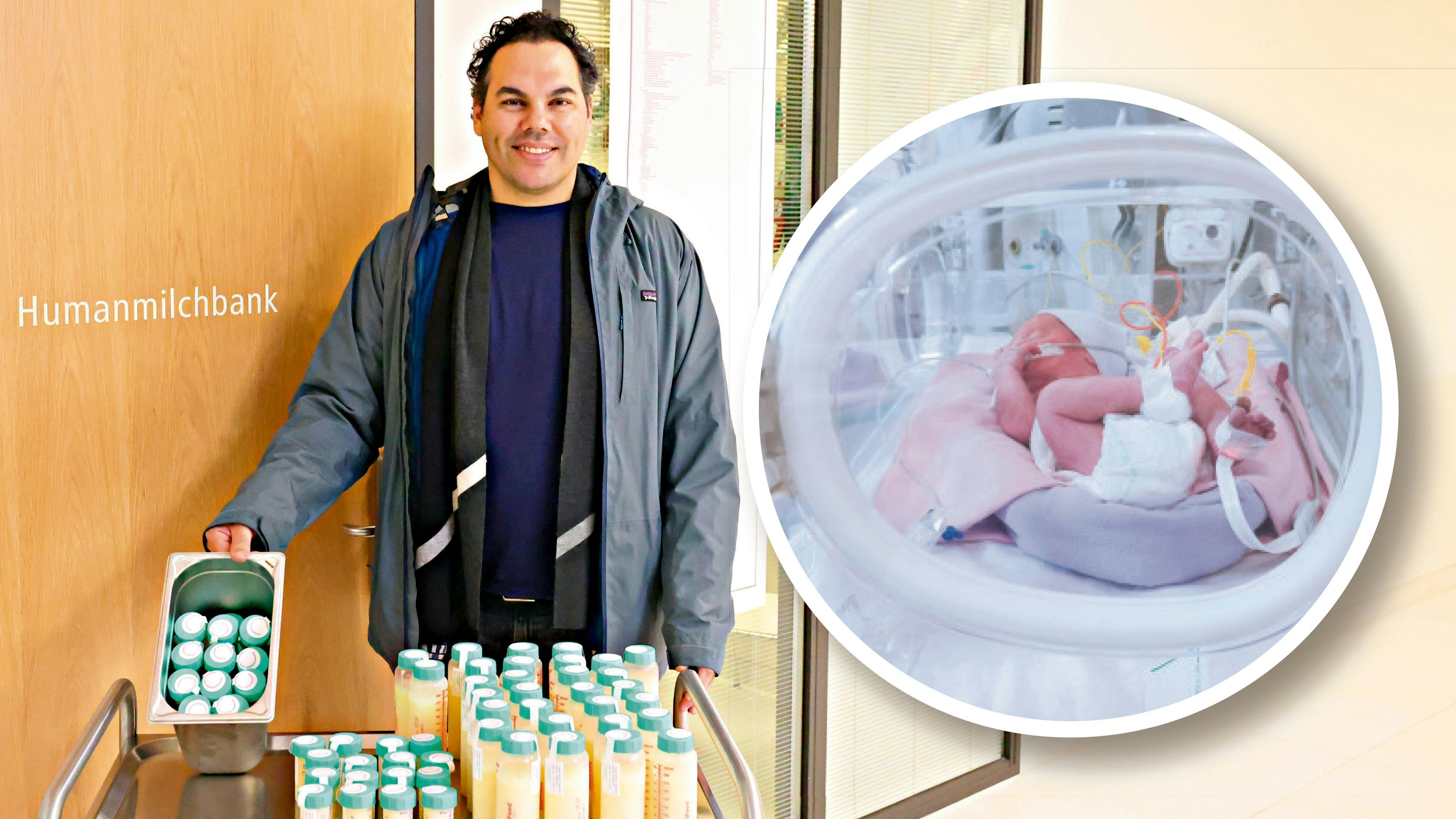 Jung-Papa Denis (42) kam extra für acht Liter Frauenmilch nach Wien. Sein Sohn braucht sie, um zu leben.