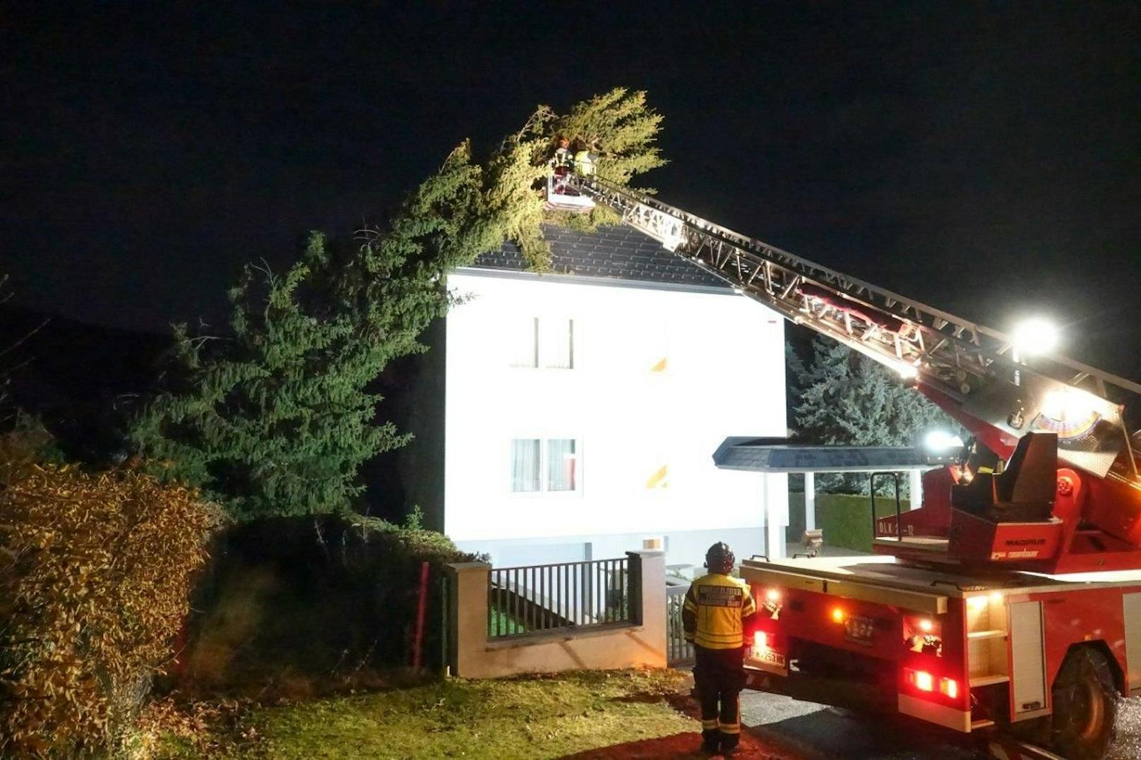 Es war die zweite einsatzintensive Nacht in Folge für zahlreiche Feuerwehren des Bezirkes Neunkirchen. Nachdem viele Feuerwehren am Freitag bereits im Einsatz aufgrund der Baumbrüche durch den Nassschnee, sowie Hochwasser und Verkehrsunfälle standen, forderte vergangene Nacht speziell der schwere Sturm viele Helfer ein weiteres Mal.