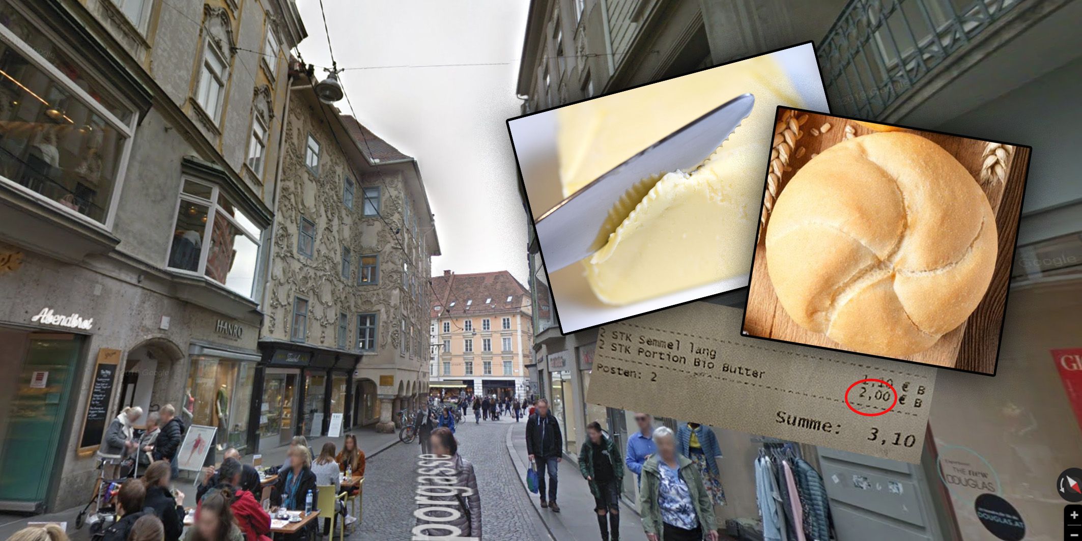 Der Preis für eine Semmel mit Butter stieß bei einer Grazerin übel auf. Sie war regelrecht schockiert.