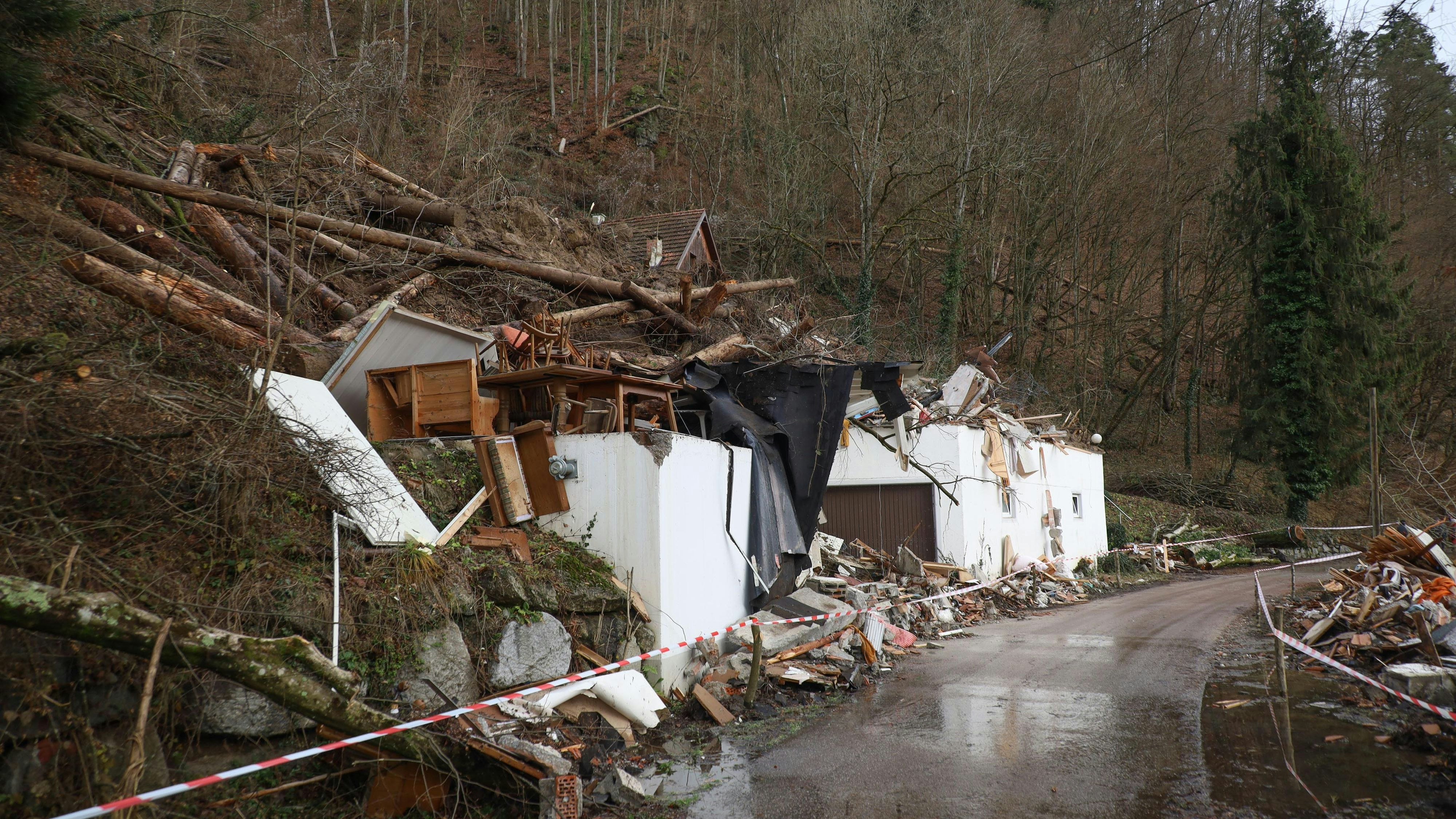 Das Haus wurde beim Murenabgang komplett zerstört.