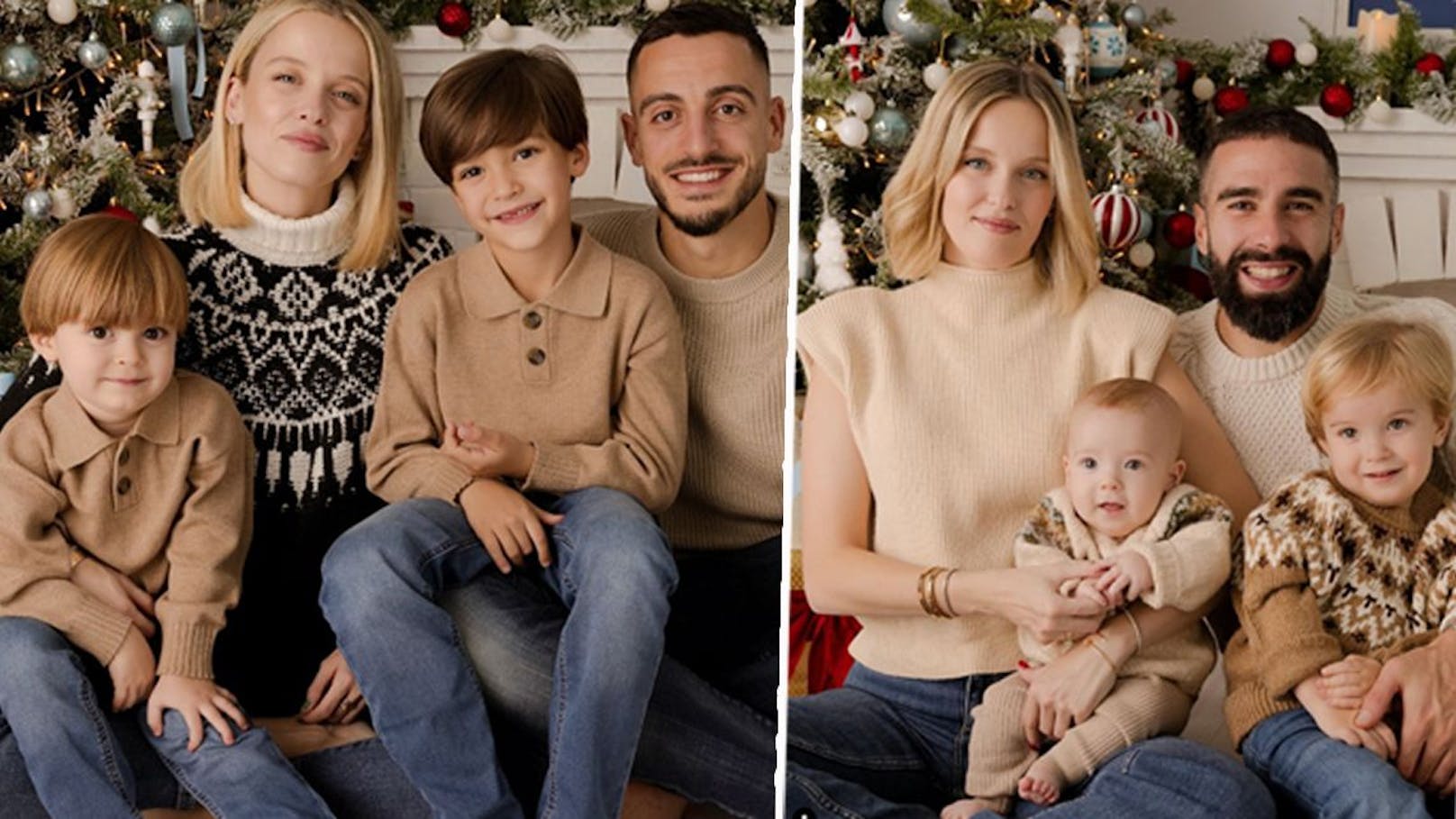 Links Joselu mit seiner Familie, rechts Real-Kollege Dani Carvajal mit Gattin und Kindern.