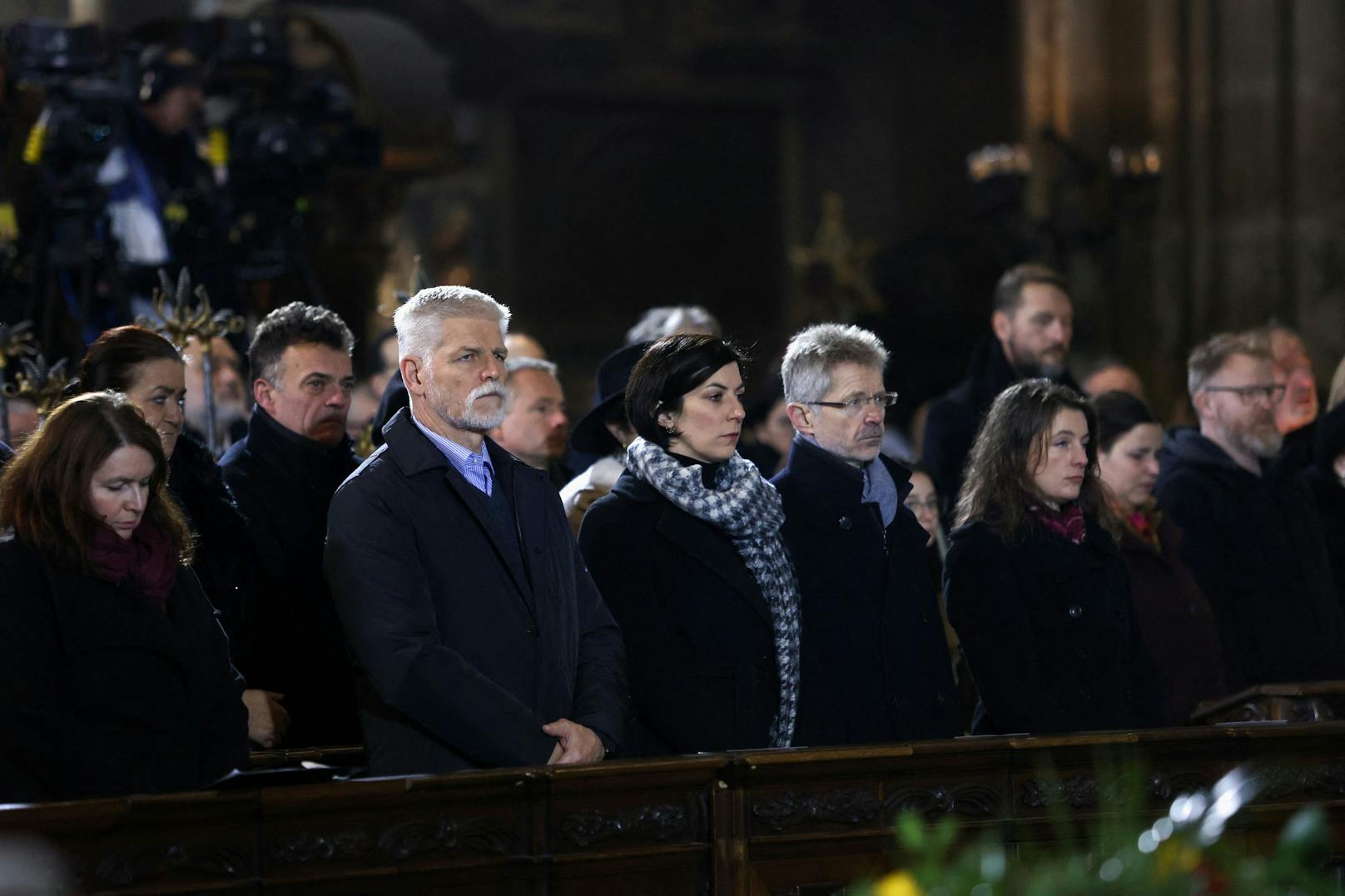 Der tschechische Staatspräsident Petr Pavel bei einer Gedenkveranstaltung an der Prager Karlsuniversität, wo Prager Amoklauf stattfand.