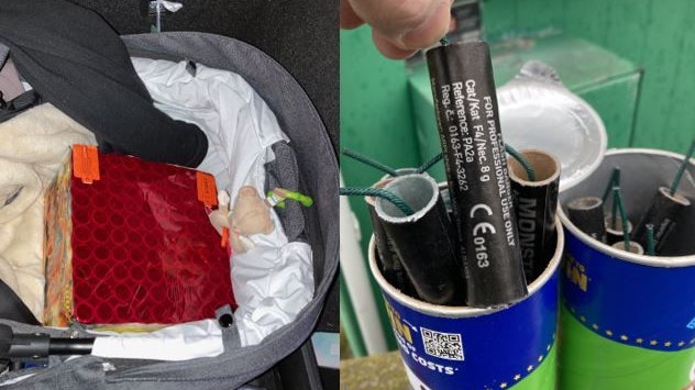 Die verbotenen pyrotechnischen Gegenstände waren im Kinderwagen und in Chips-Dosen versteckt.