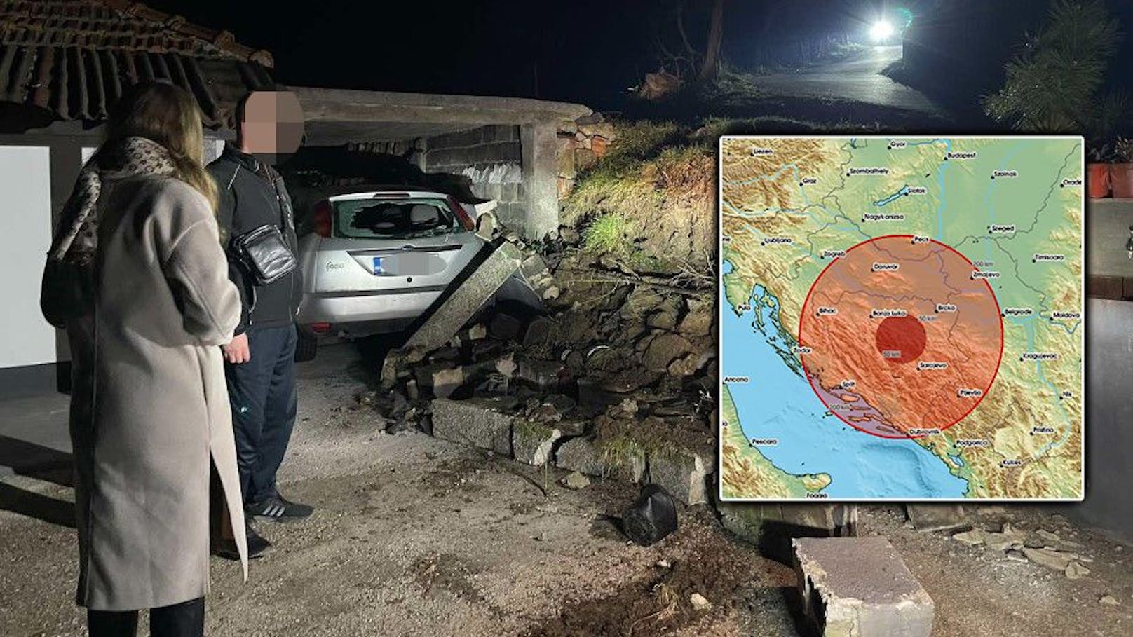 Erdbeben am Balkan – Ziegelsteine hageln auf Auto