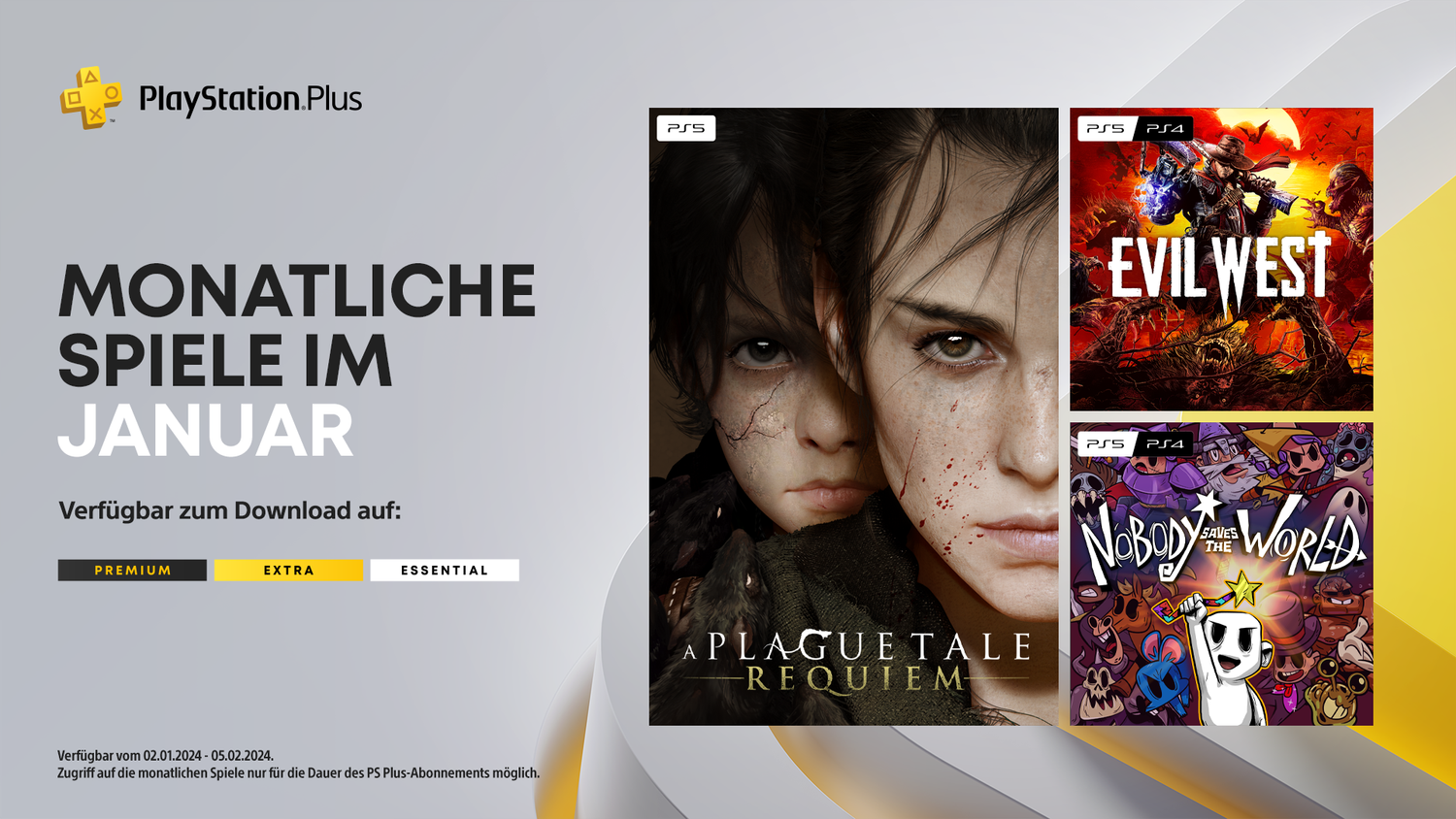 Die monatlichen PlayStation Plus-Titel im Jänner für PS4 und PS5.