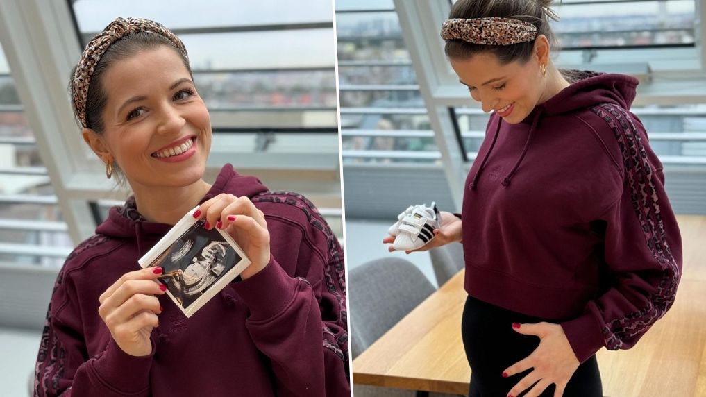 Kristina Inhof zeigt auf Instagram die künftigen Sportschuhe ihres Babys.