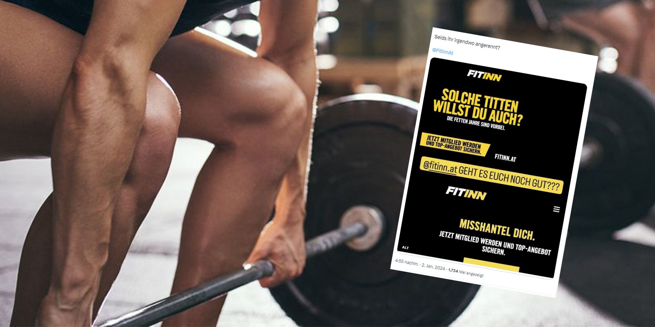 Schockierende Werbe-Slogans im Netz: User auf Social-Media ärgern sich über die Sprüche eines der bekanntesten Fitnessstudios in Österreich.