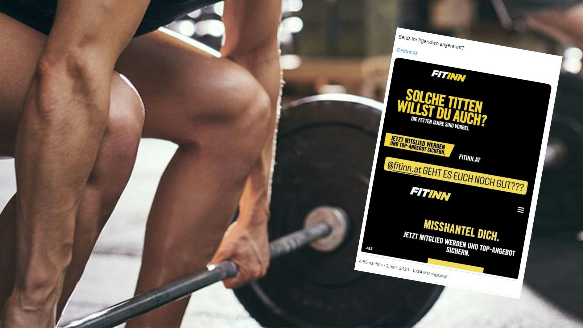 Schockierende Werbe-Slogans im Netz! User auf Social-Media ärgern sich über die Sprüche eines der bekanntesten Fitnessstudios in Österreich.