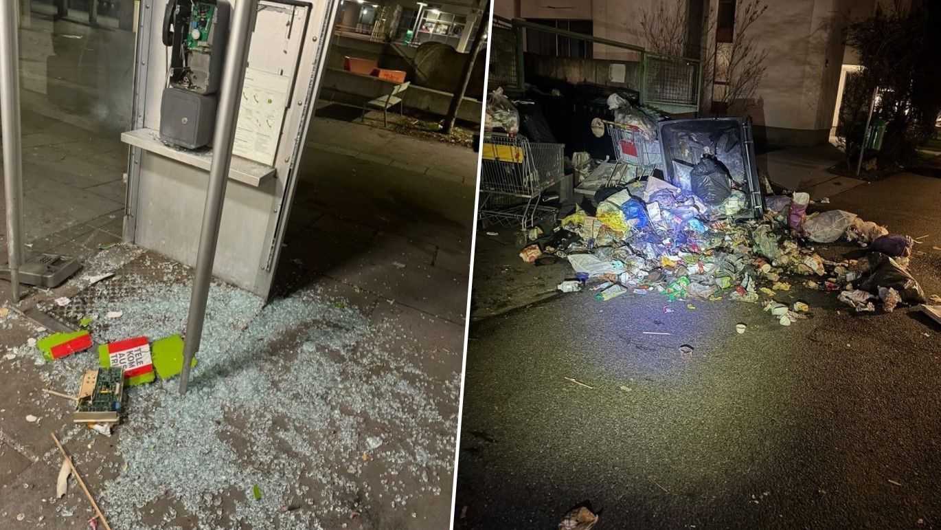 Am Sonntag sind am Nachmittag eine Telefonzelle und Mülltonnen demoliert worden.