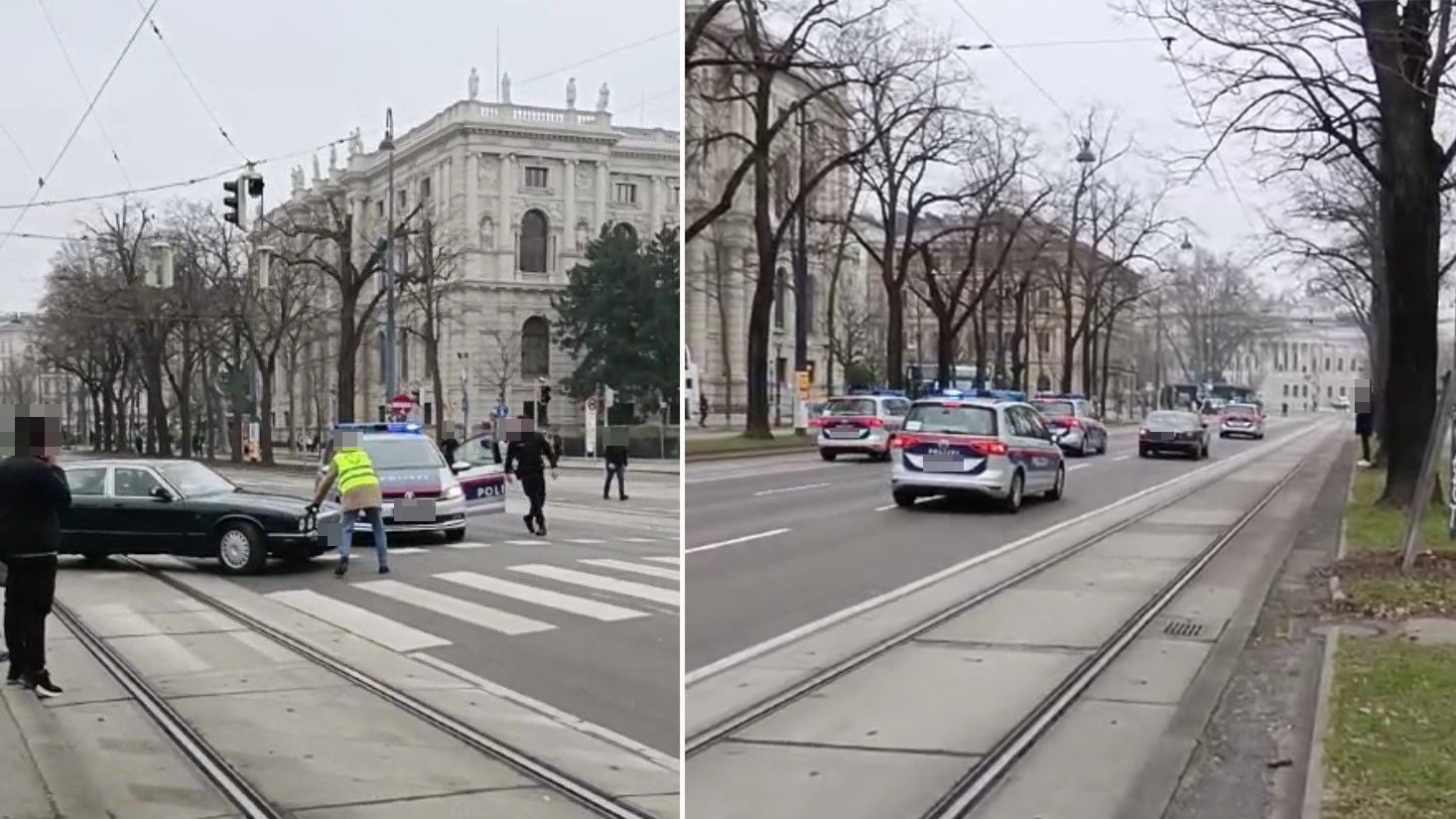 Ordner und Polizisten versuchten, den Autolenker auszubremsen.