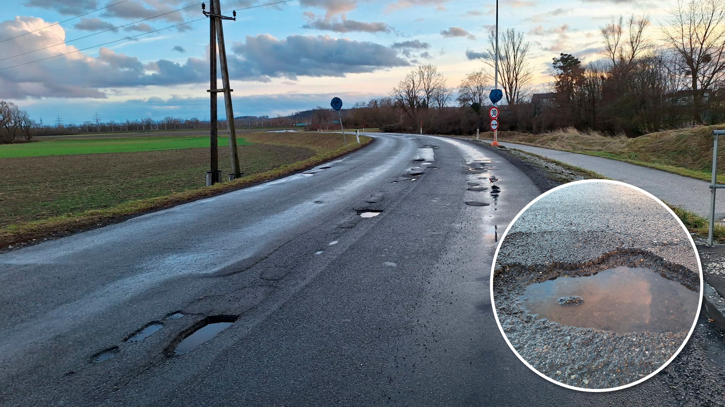 In dieser Straße in Linz gab es ebenfalls zahlreiche Schlaglöcher. Der Belag wurde inzwischen saniert.