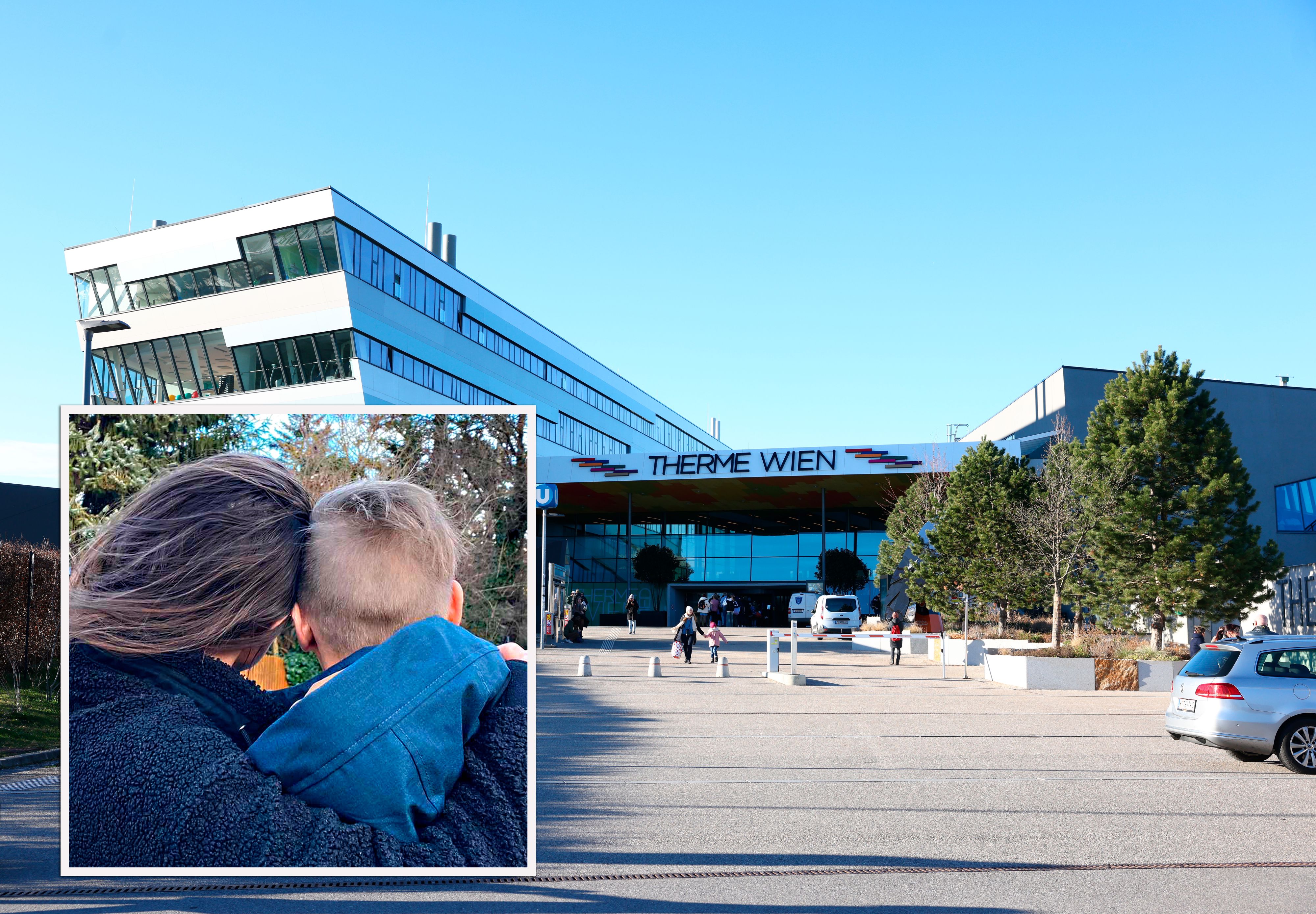 Daniela K. und Romana B. (v.l.) umarmten sich in der Therme Wien im Kinderbecken. Dafür wurden sie von einem Mitarbeiter beleidigt.