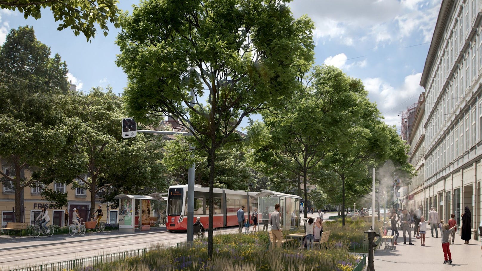 In der Wiedner Hauptstraße wird eine 1.300 Quadratmeter große Grünfläche neu geschaffen.