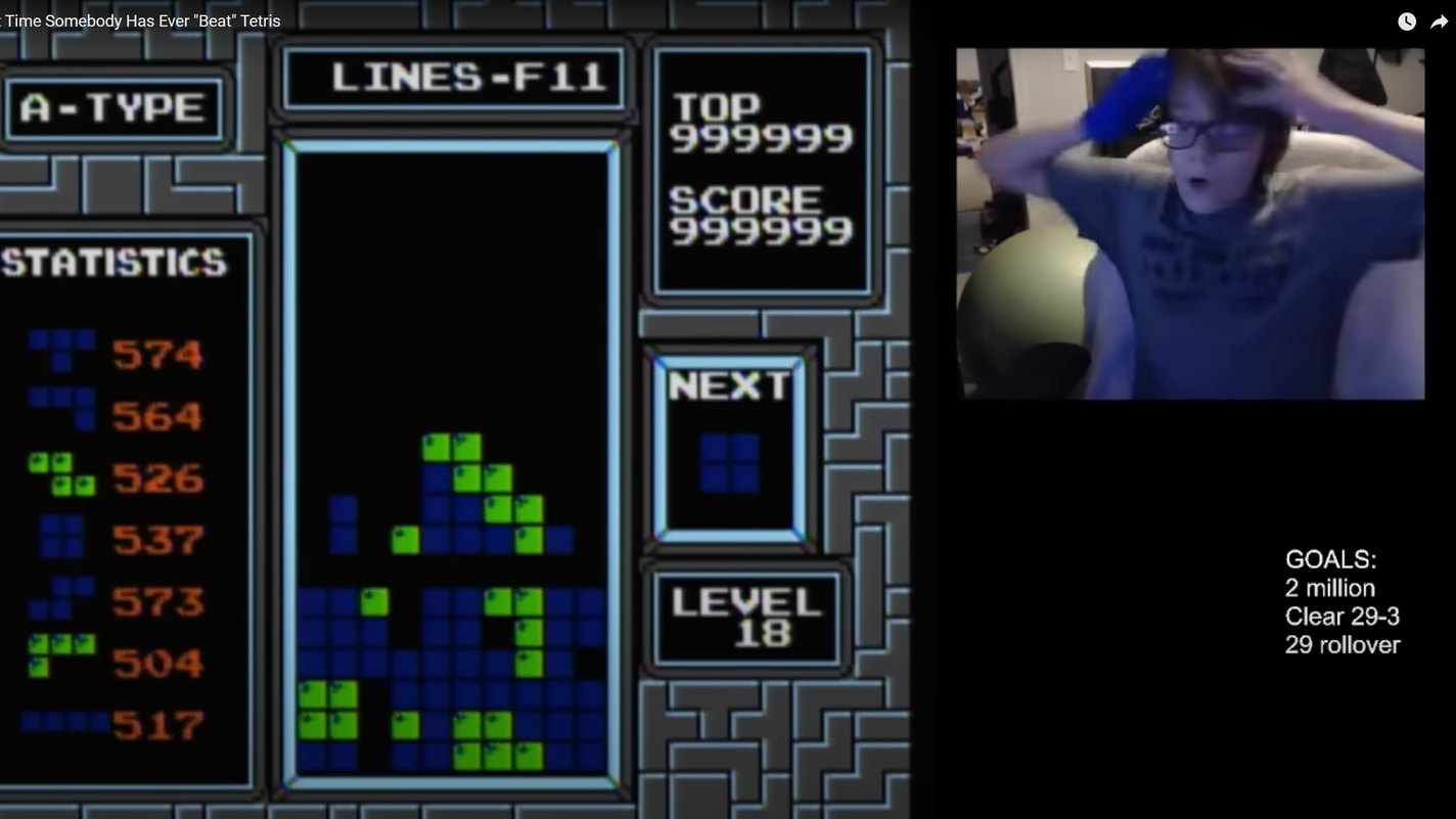 Der Moment des Rekords: Er spielte "Tetris" komplett durch.