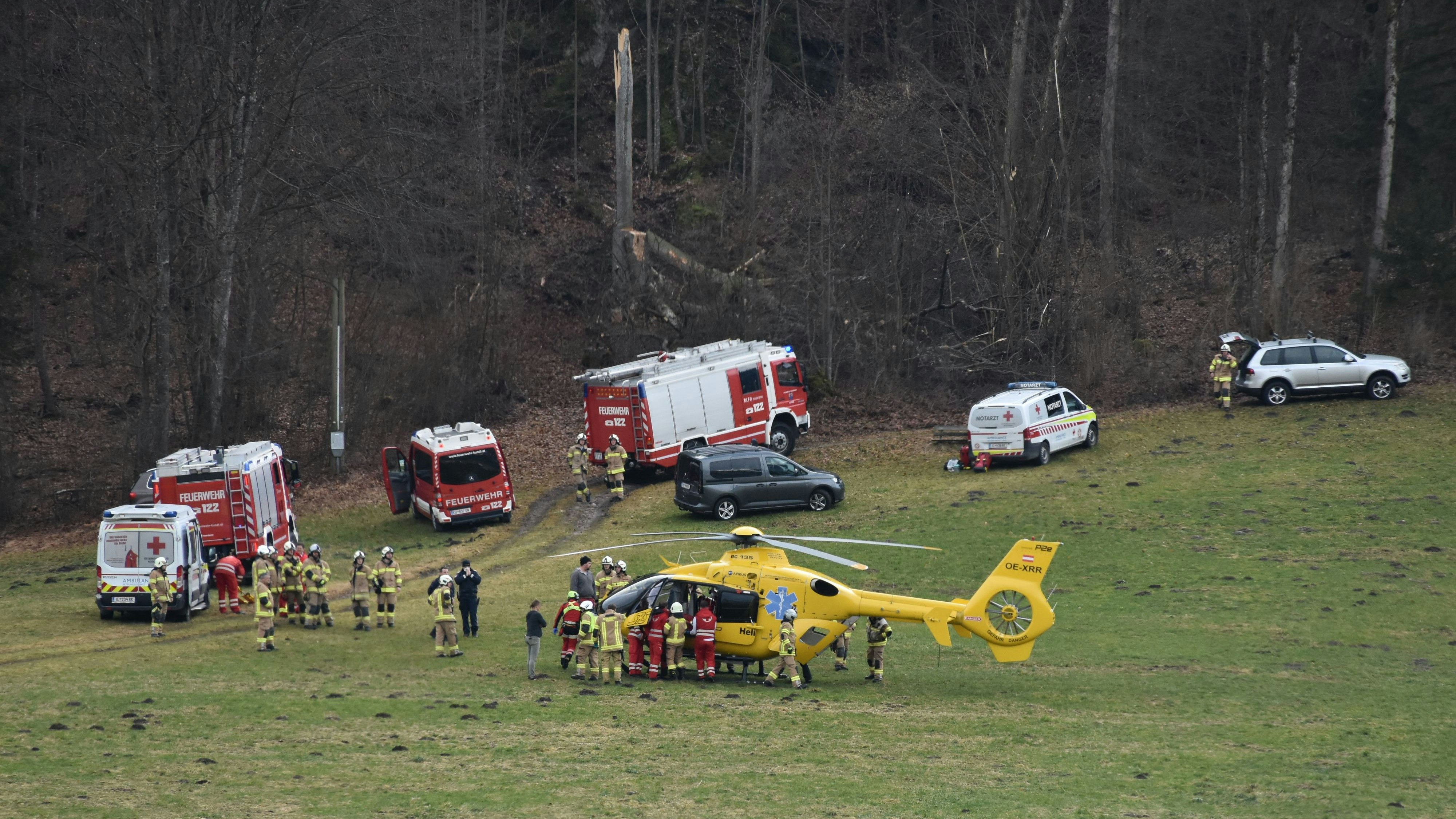 Kundl-Rettungseinsatz nach schweren Unfall bei Holzarbeiten  -Fotocredit: ZOOM.TIROL 