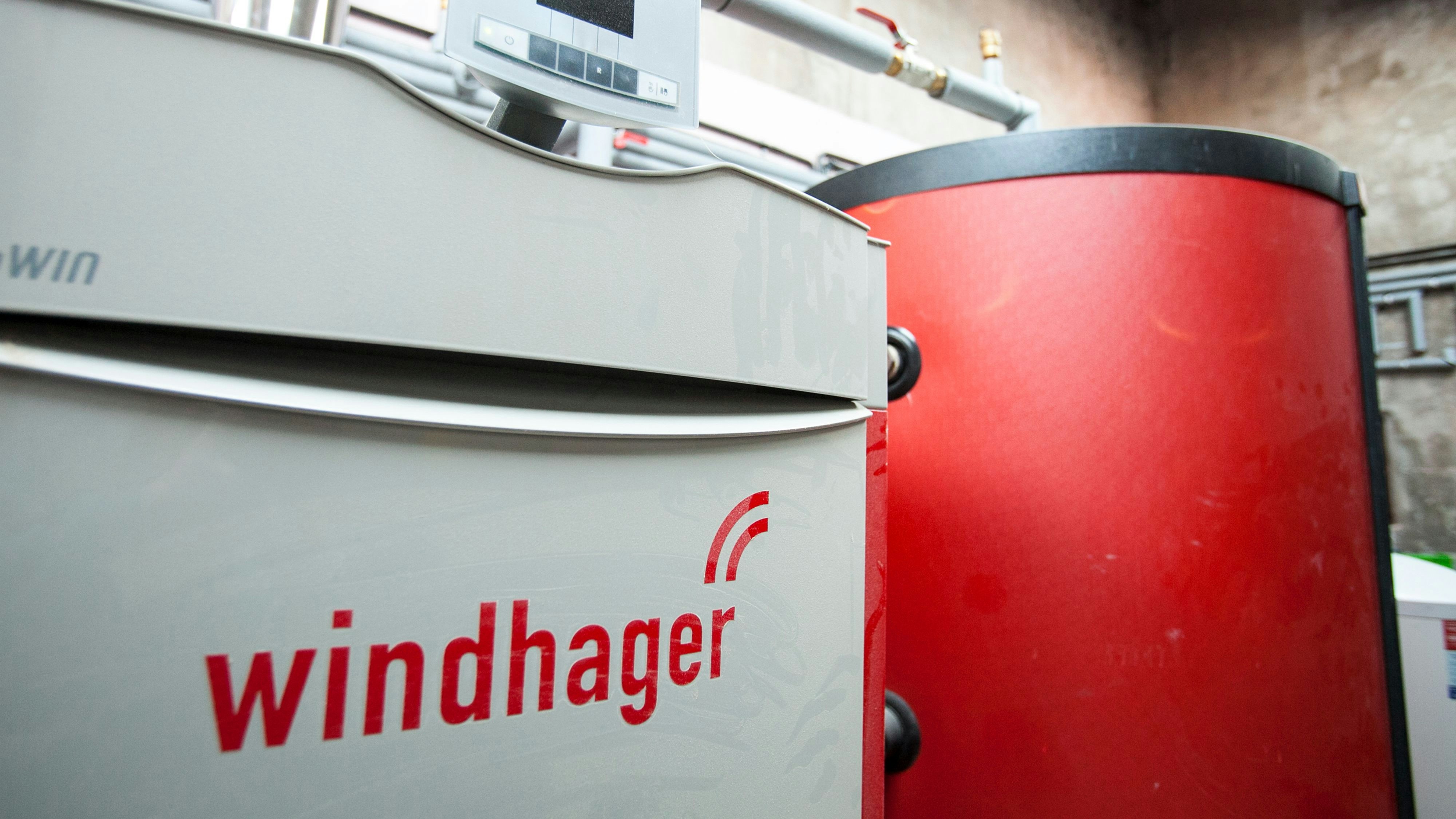 A Windhager biomass boiler that burns carbon neutral wood pellets in a house in Gosforth, Eskdale, Cumbria, UK. the system is large enought that it provides all the heating and hot water for three houses.