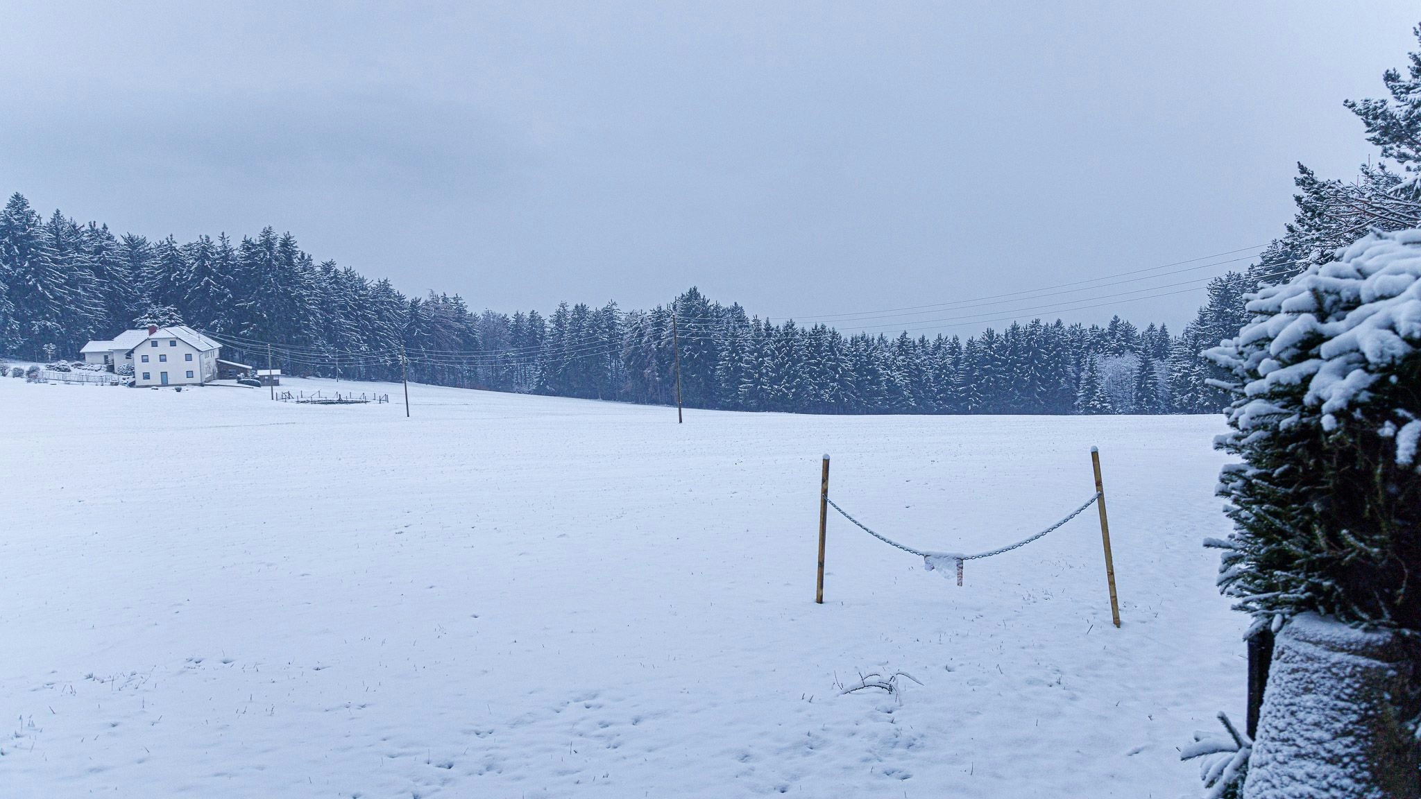 Der Winter meldet sich eindrucksvoll zurück – hier auf der Eidenberger Alm (Berz. Urfahr-Umgebung).