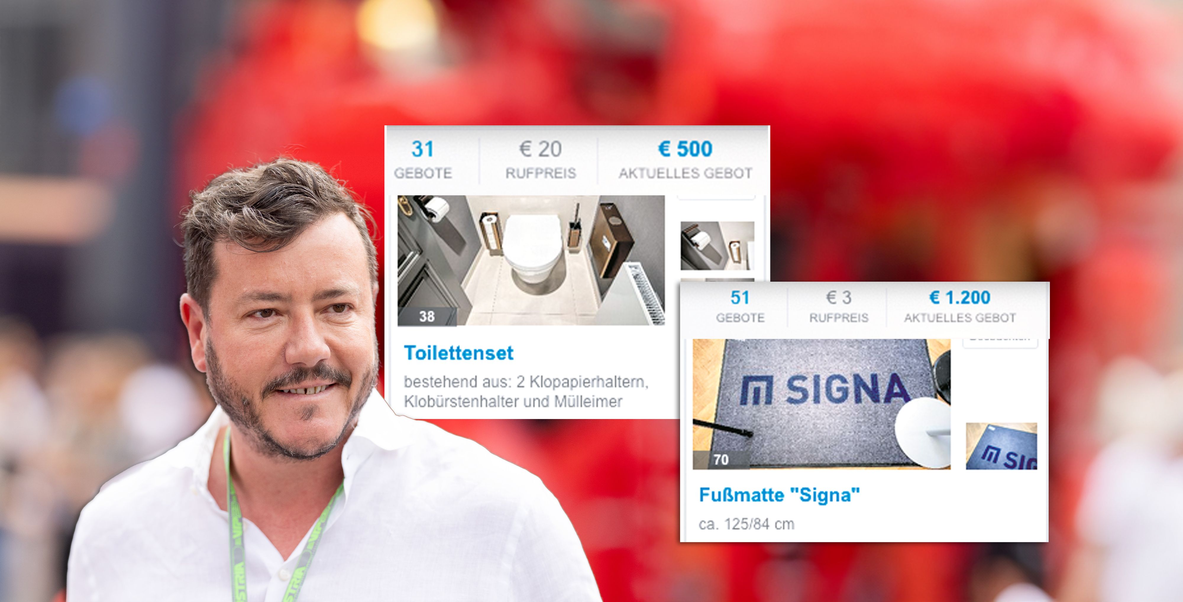 Rene Benkos Mobiliar und Sanitäranlagen werden verhökert – das Griss scheint groß zu sein...