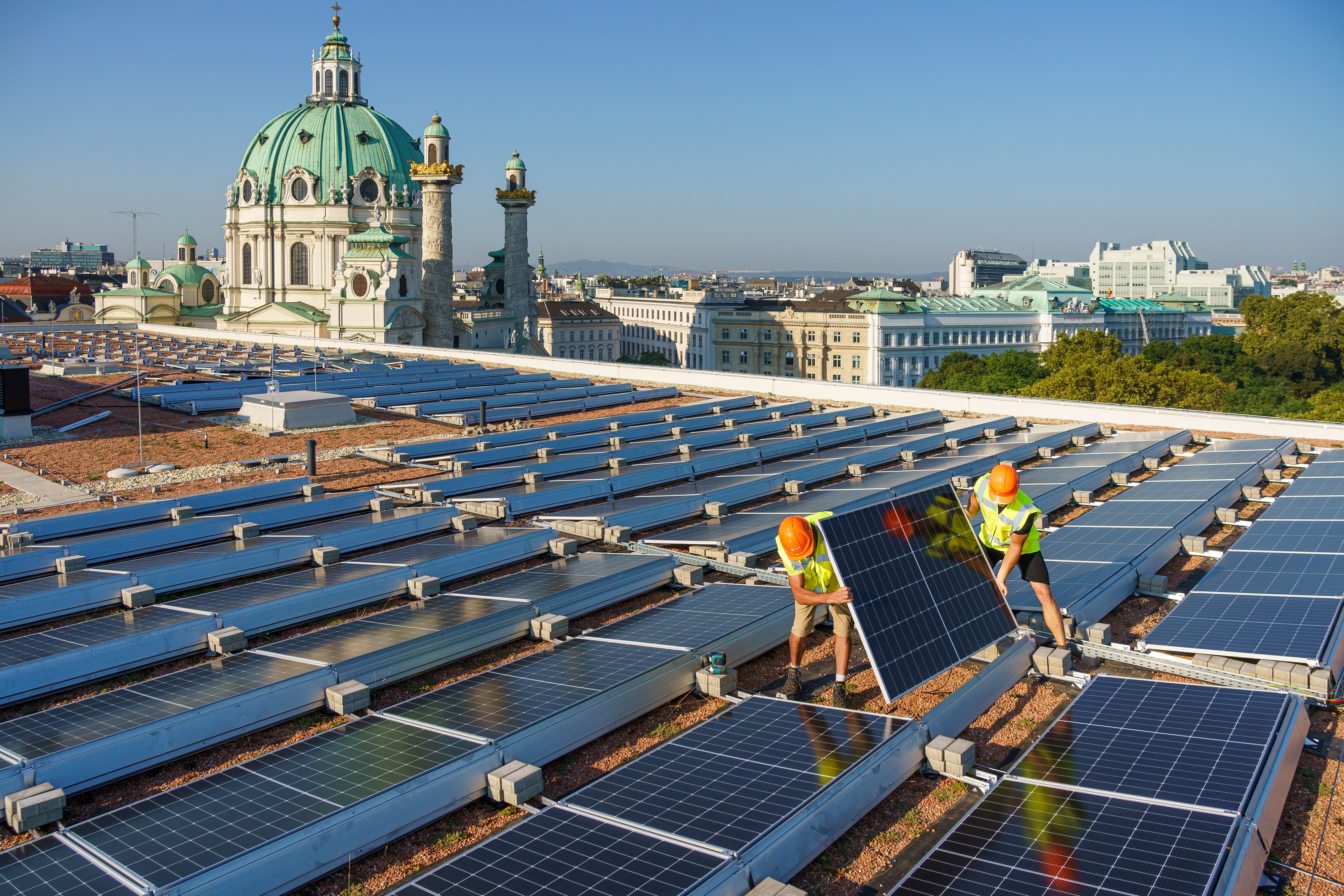 Auch am Dach des neuen Wien Museums wurde eine Photovoltaik-Anlage errichtet.