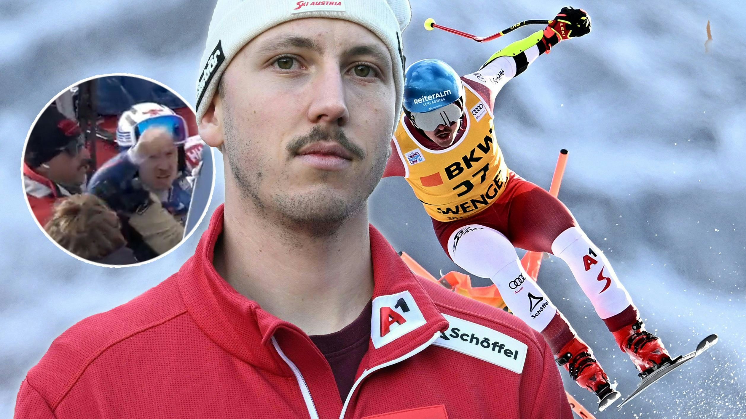 Julian Schütter fehlt ein Jahr nach starken Leistungen in Wengen verletzt. Als Klima-Aktivist macht er keine Pause, kritisiert Henrik Kristoffersen (l.).