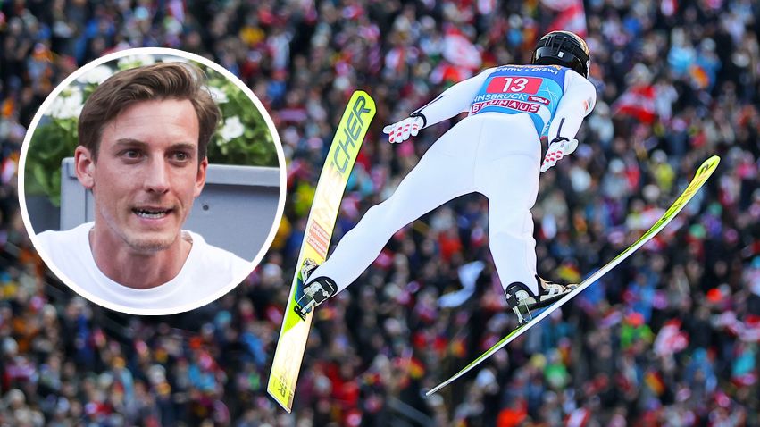 Stephan Embacher zeigte in Innsbruck auf – im Heimatort von Mentor Gregor Schlierenzauer (l.).