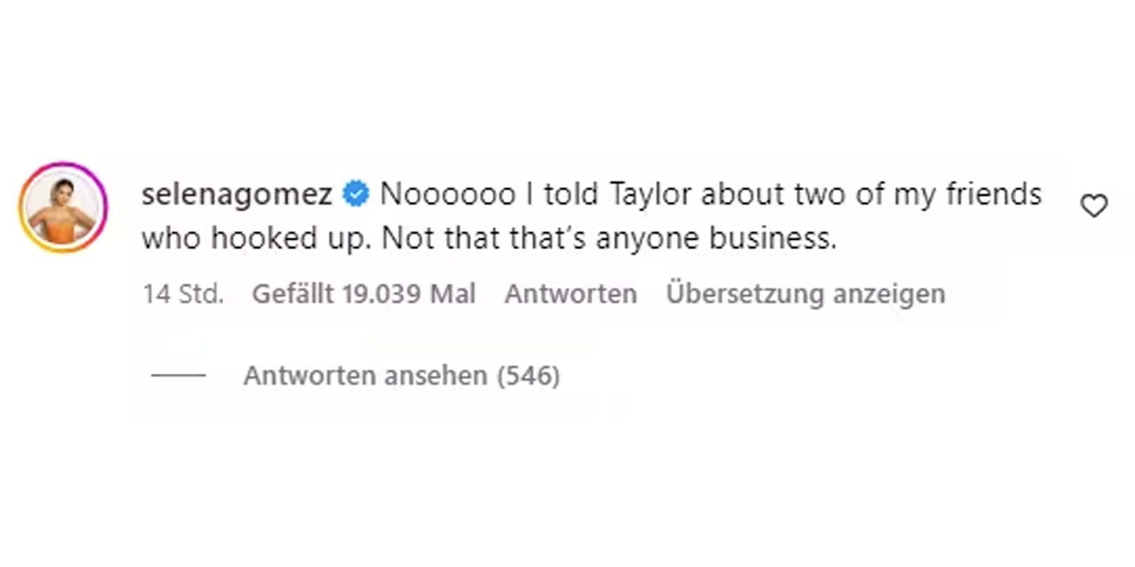 Selena Gomez klärt die Gerüchte auf.