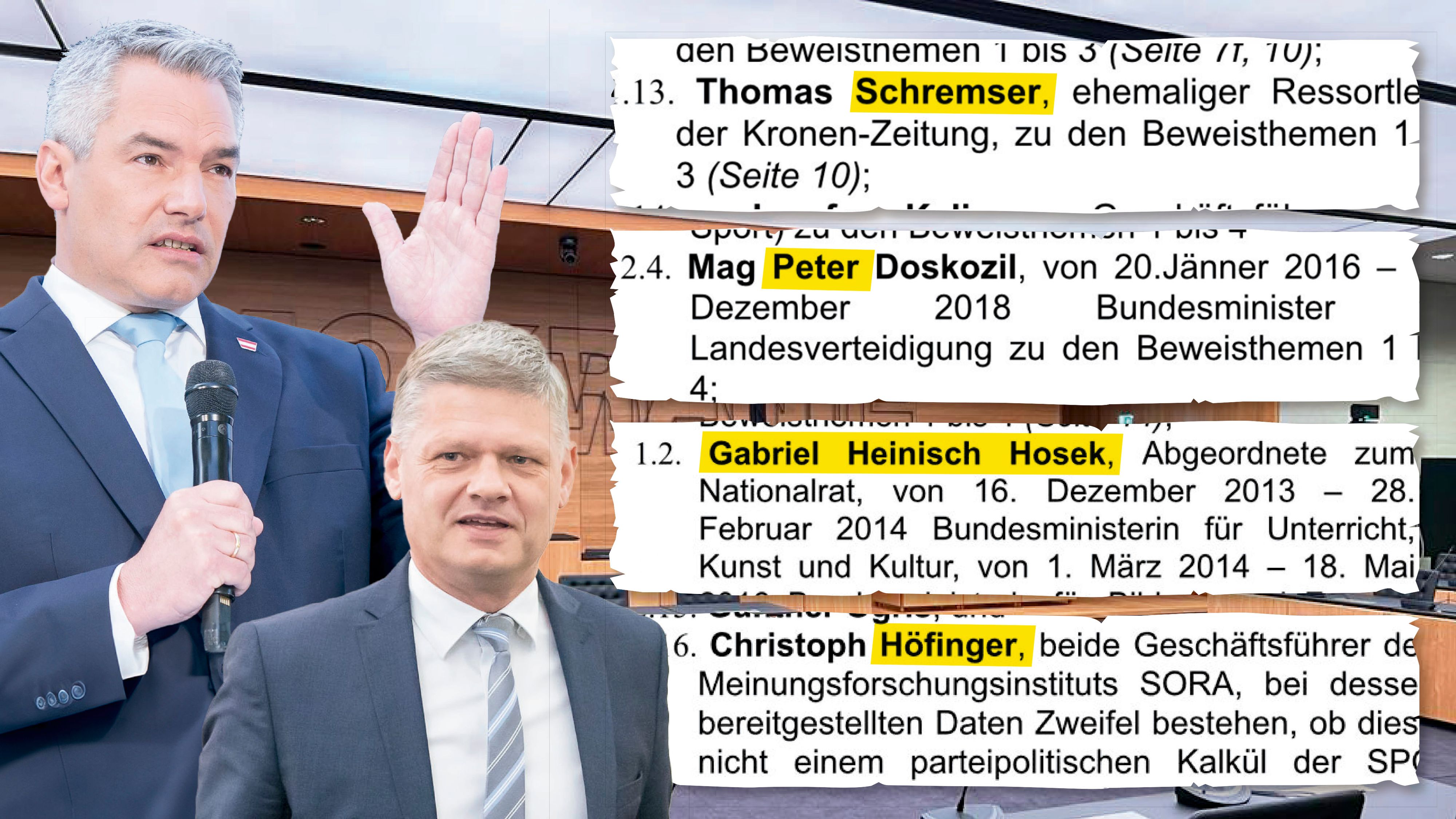 Die geheime Ladungsliste der ÖVP für den U-Ausschuss: Sie strotzt vor falsch geschriebenen Namen.
