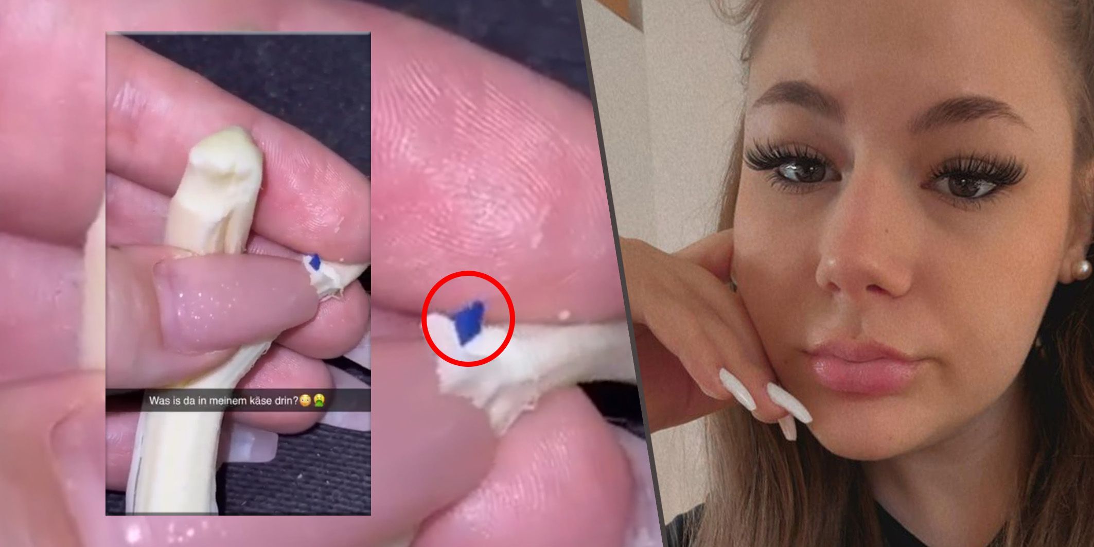 Beim Knabbern eines Käse-Sticks machte die Wienerin Kat eine unangenehme Entdeckung.