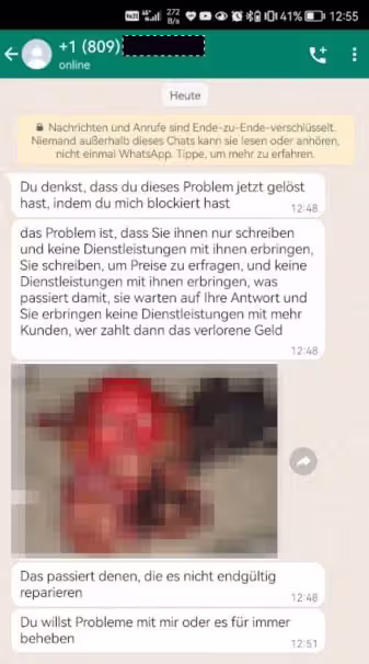 Klickt man mit dem Smartphone auf den Link, wird automatisch ein Whatsapp-Nachricht versandt.