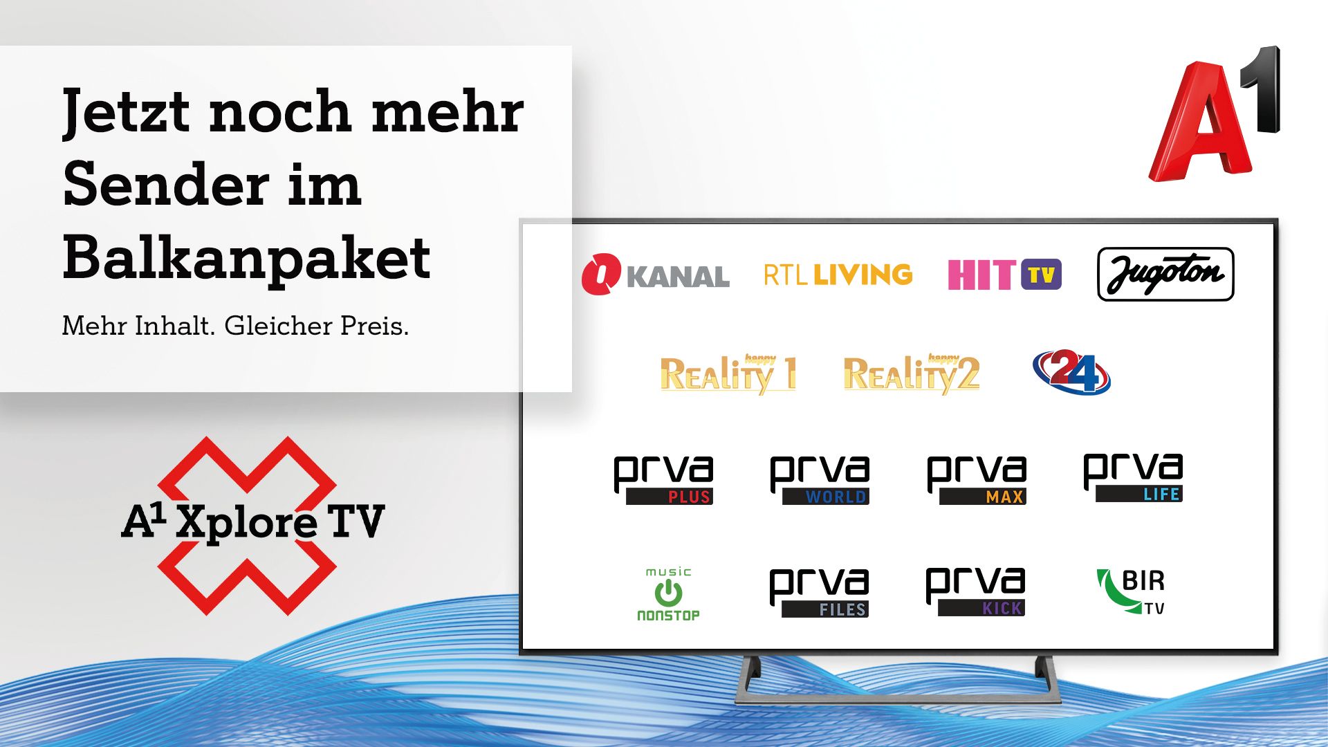 Ab sofort: 15 neue Sender bei der Zusatzoption "Balkan TV" für A1 Xplore TV.