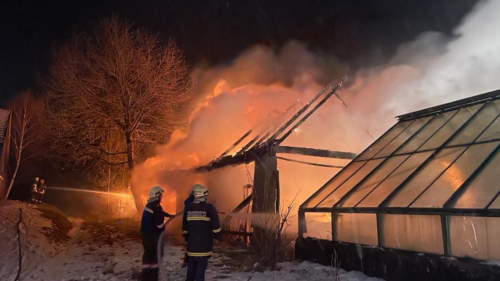 Inferno! Scheune bei Alpaka-Stall ging in Flammen auf