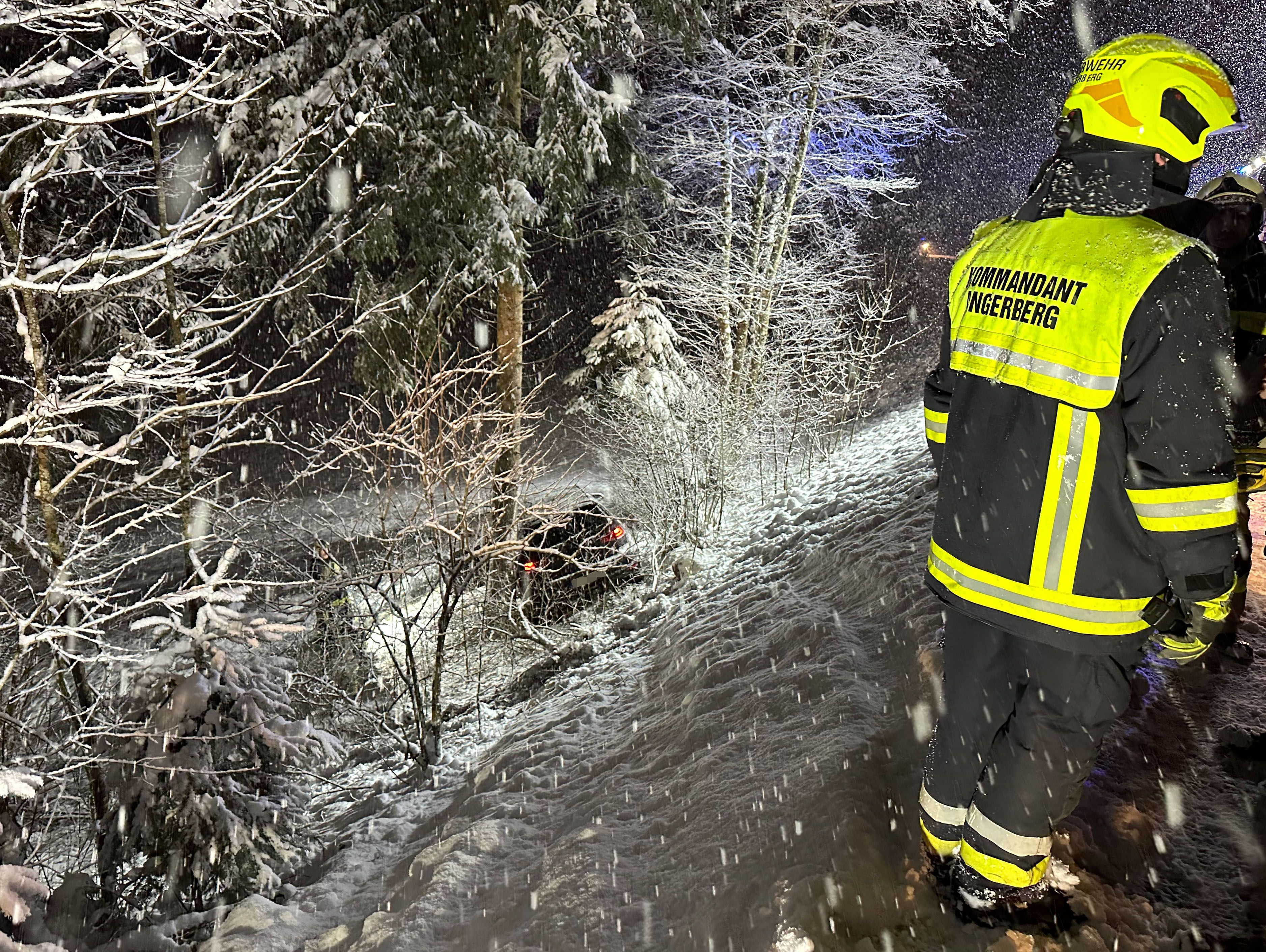 Das Auto stürzte über die Böschung ab.