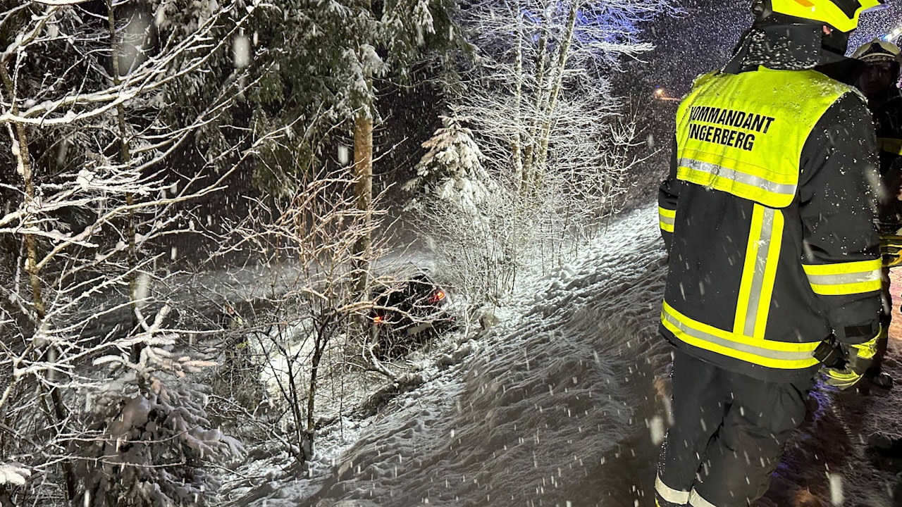 Heute.at - Autofahrer rutscht von Straße und stürzt über Böschung