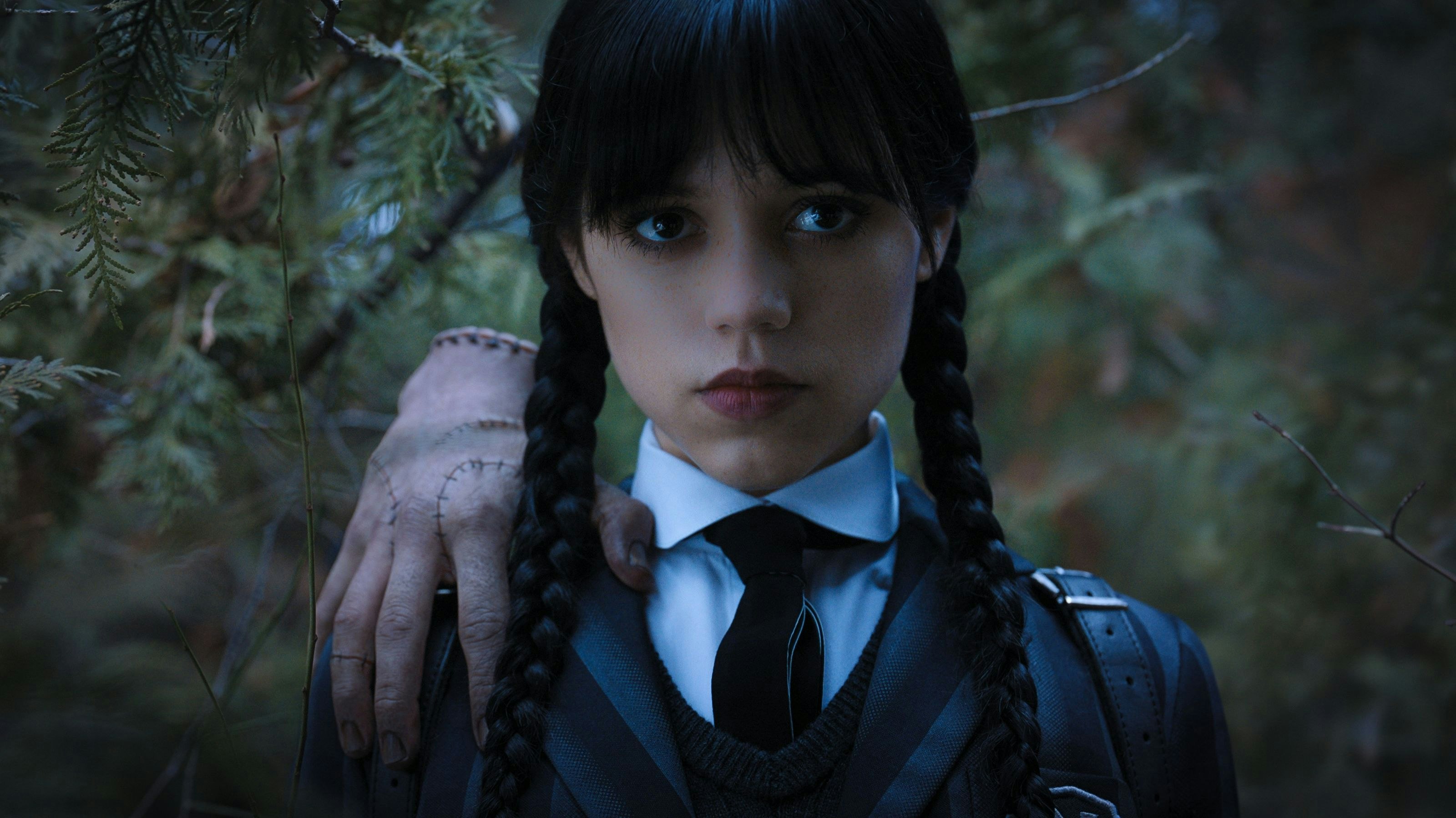 Wednesday. (L to R) Thing, Jenna Ortega as Wednesday Addams in episode 104 of Wednesday. Cr. Courtesy of Netflix © 2022