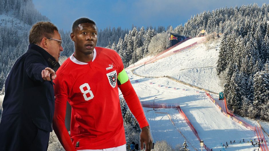 Ralf Rangnick besucht David Alaba in Kitzbühel, schaut die Speed-Rennen auf der Streif.