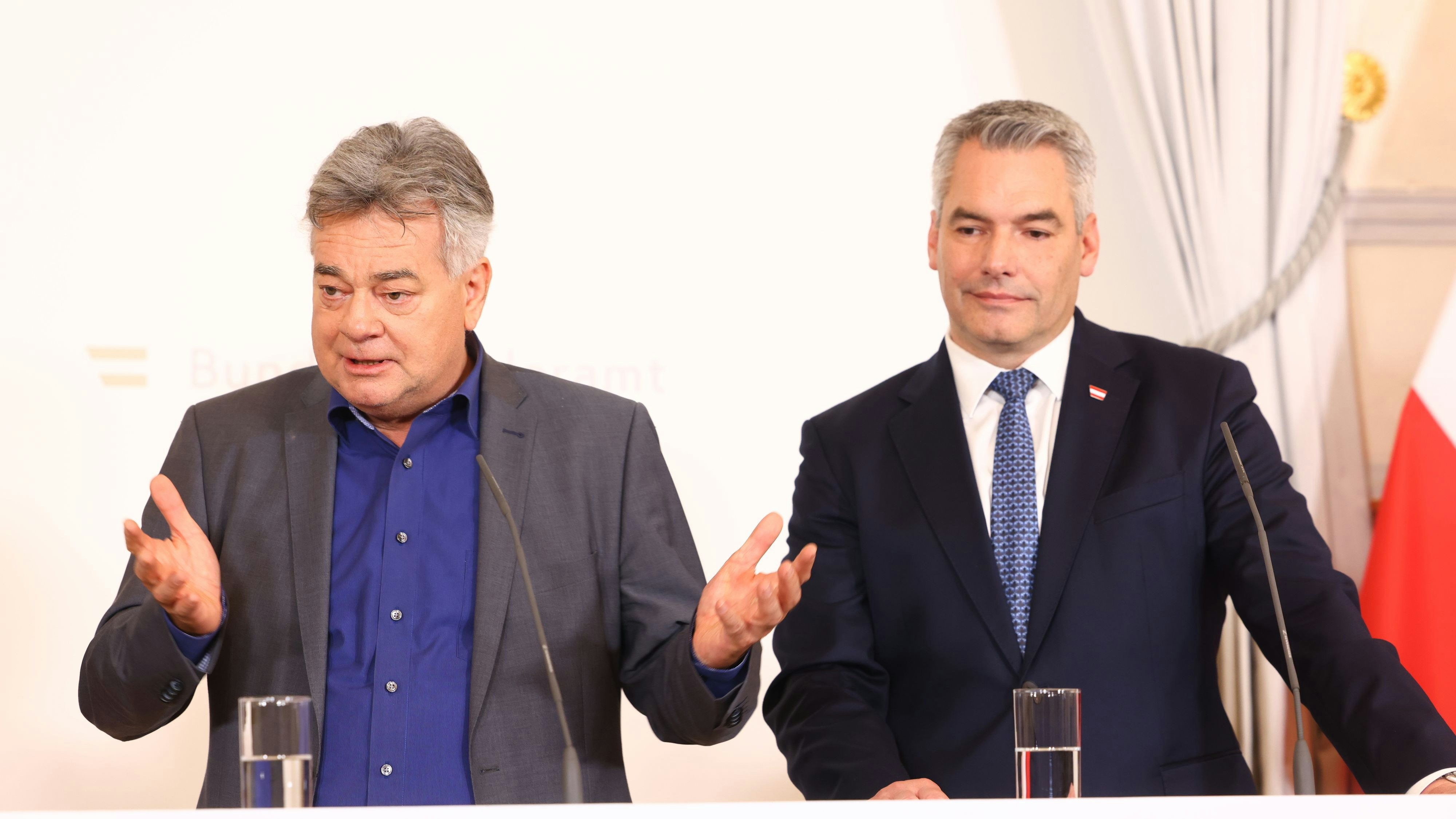 Wie lange bleiben ÖVP-Chef Karl Nehammer und Grünen-Chef Werner Kogler noch Koalitionspartner?